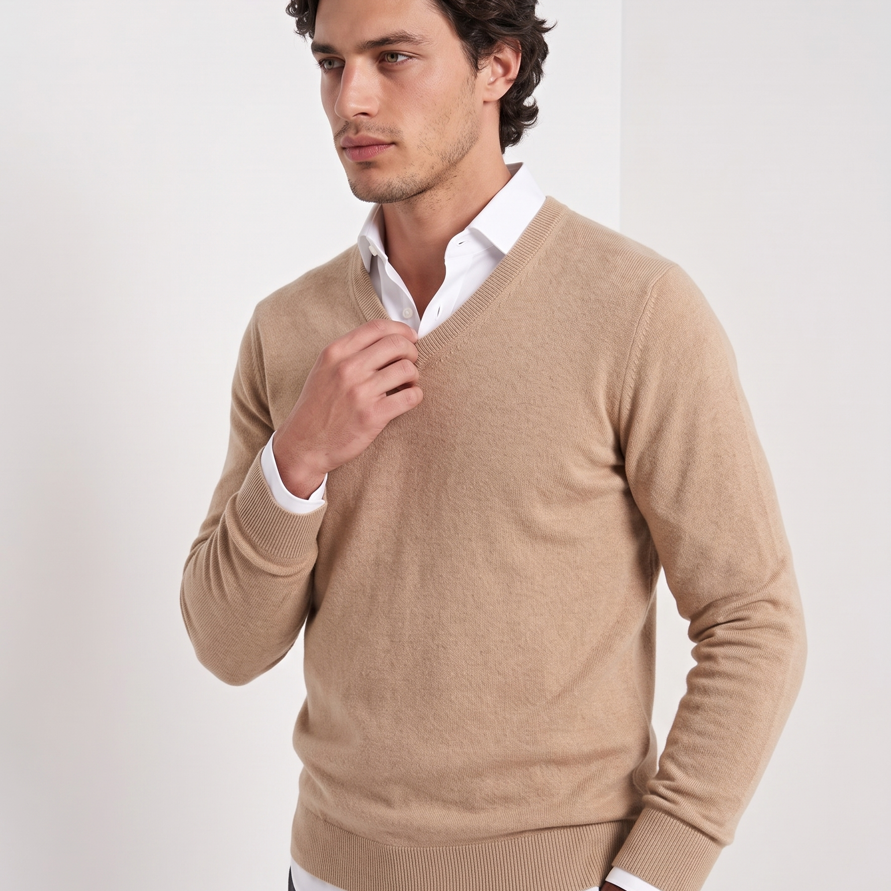 Elegant V-Neck Business Layering Cashmere Sweater