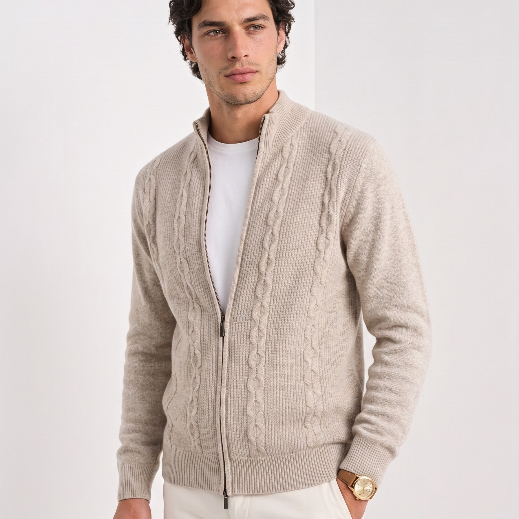 Premium Heavyweight 100% Wool Winter Cable Sweater