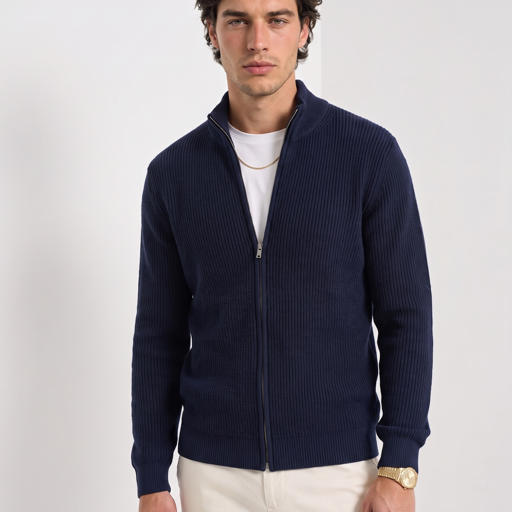 Old Money 100% Wool Fitted Cardigan