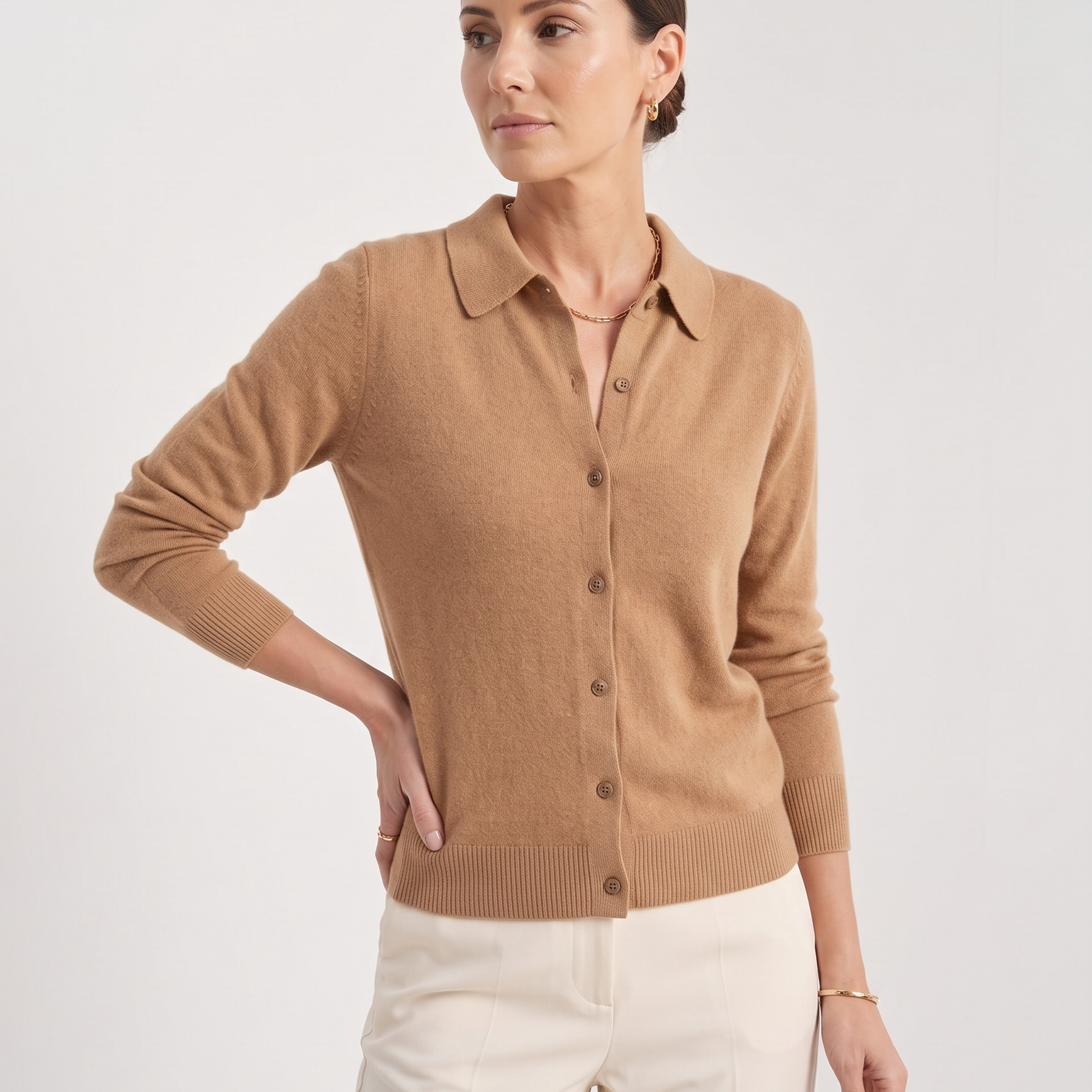 100% Woolen Old Money Polo Cardigan