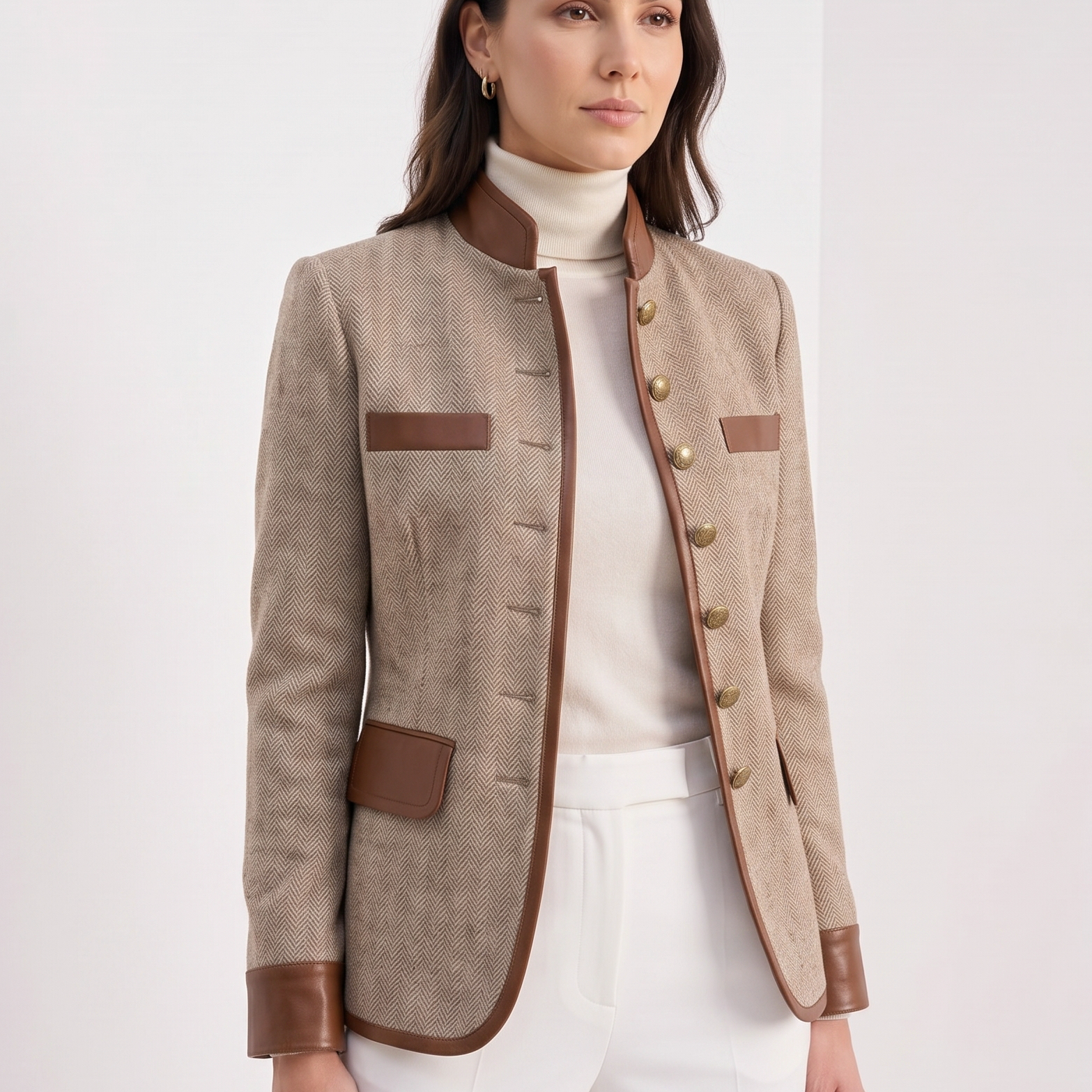 Smart Luxury Buttoned Collar Elegant Jacket