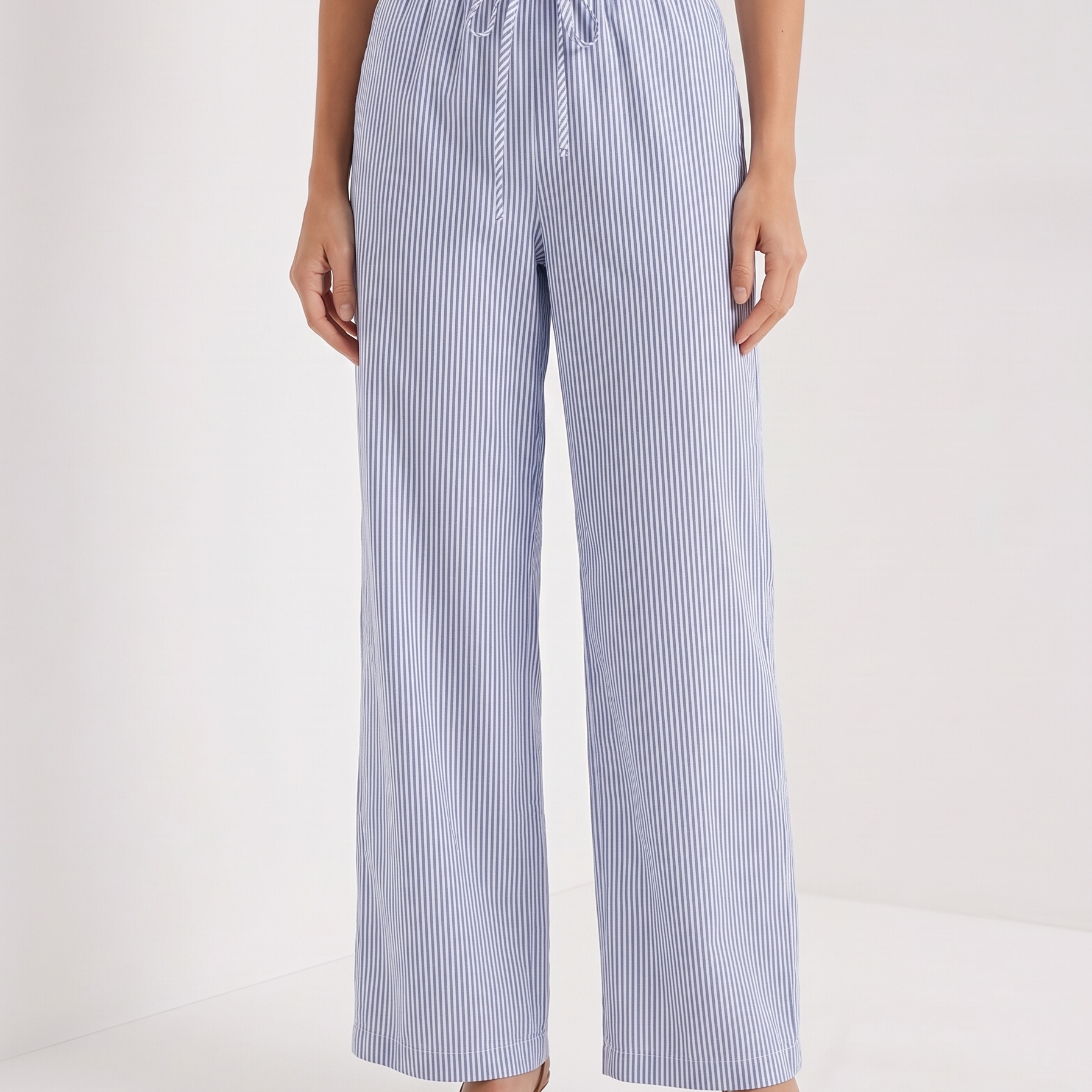 Casual Straight Vertical Stripes Woolen Pants