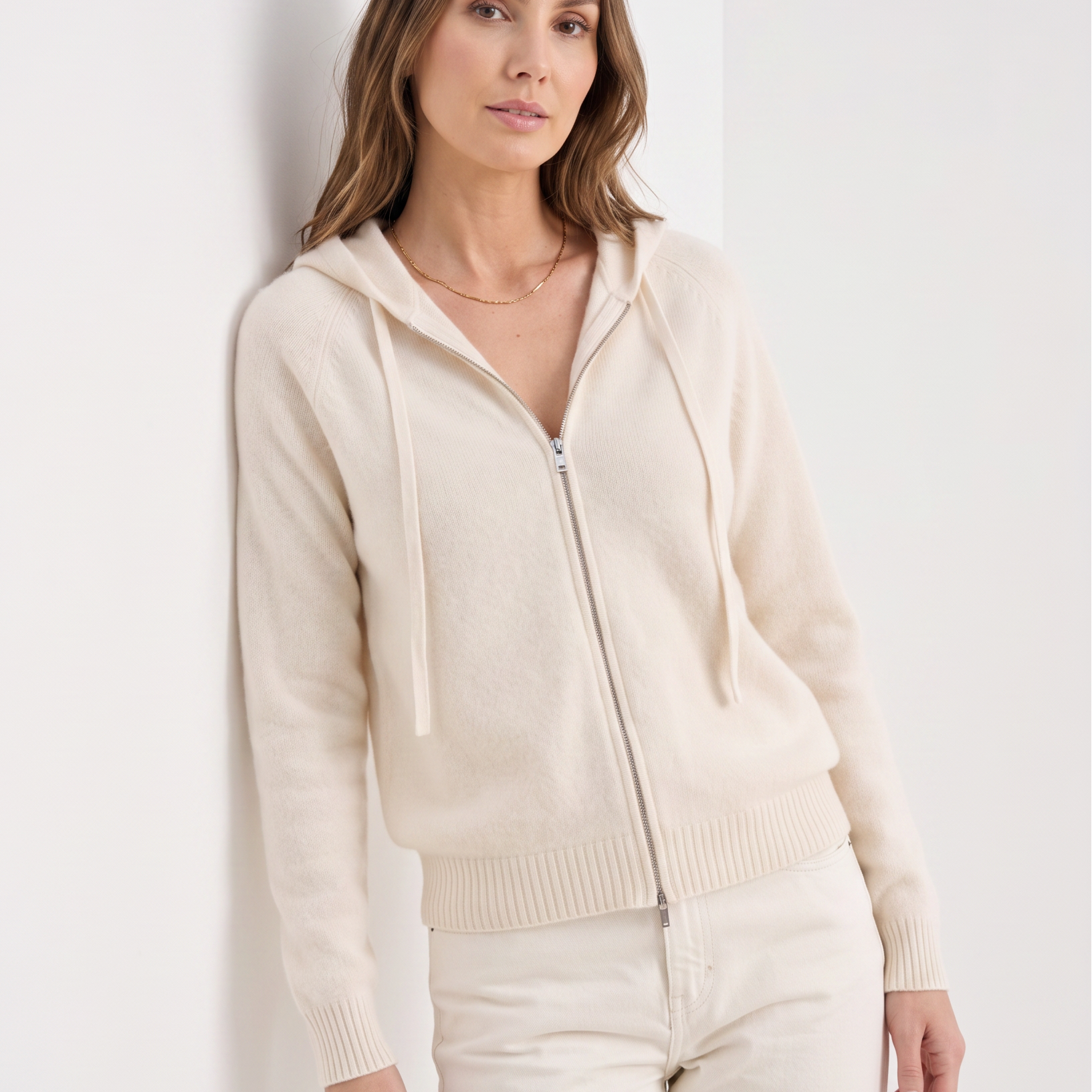 Cashmere Old Money Zip Up Hoodie Sweater