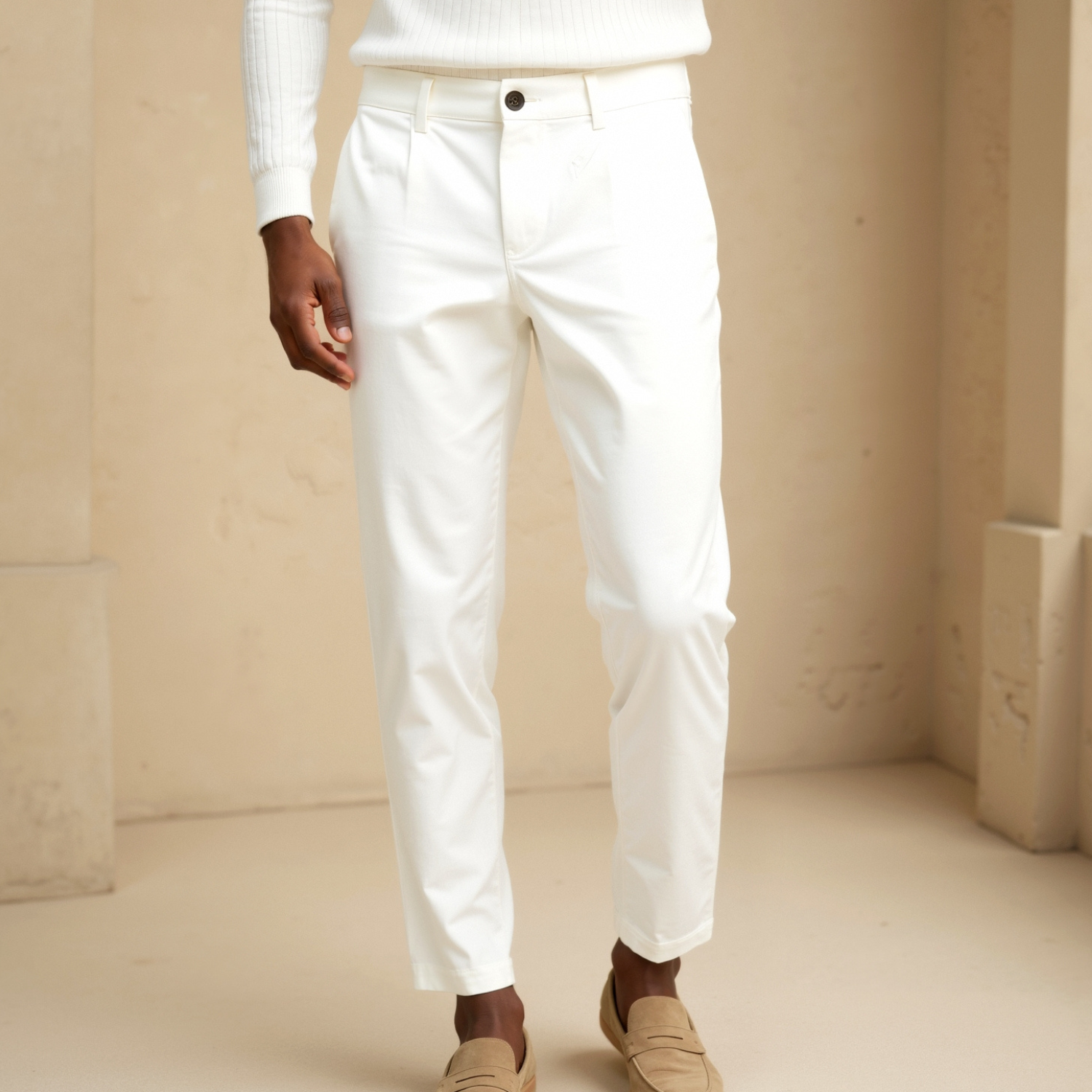 Old Money Elegant Elastic Twill Pants BLENIN