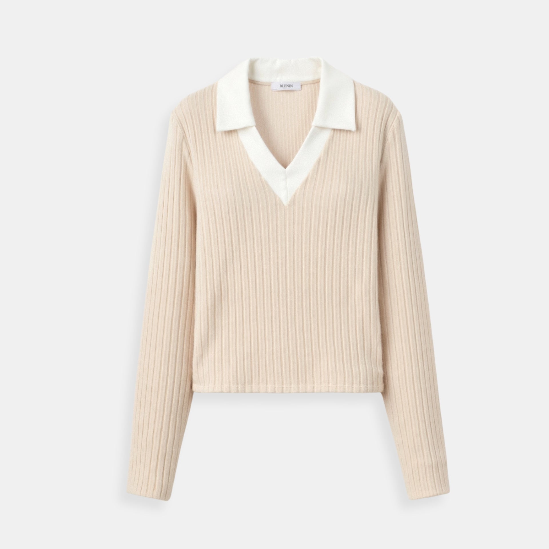 Old Money Knitted Woolen Slim Rib Knit Polo Sweater