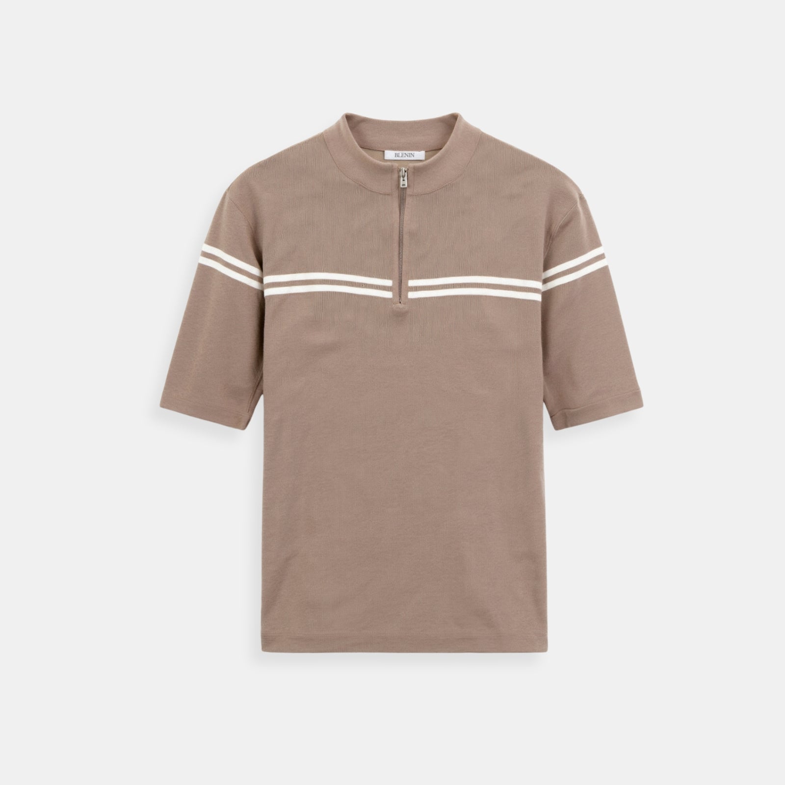 Old Money Zip Up Elegant Short Sleeve Striped T-shirt