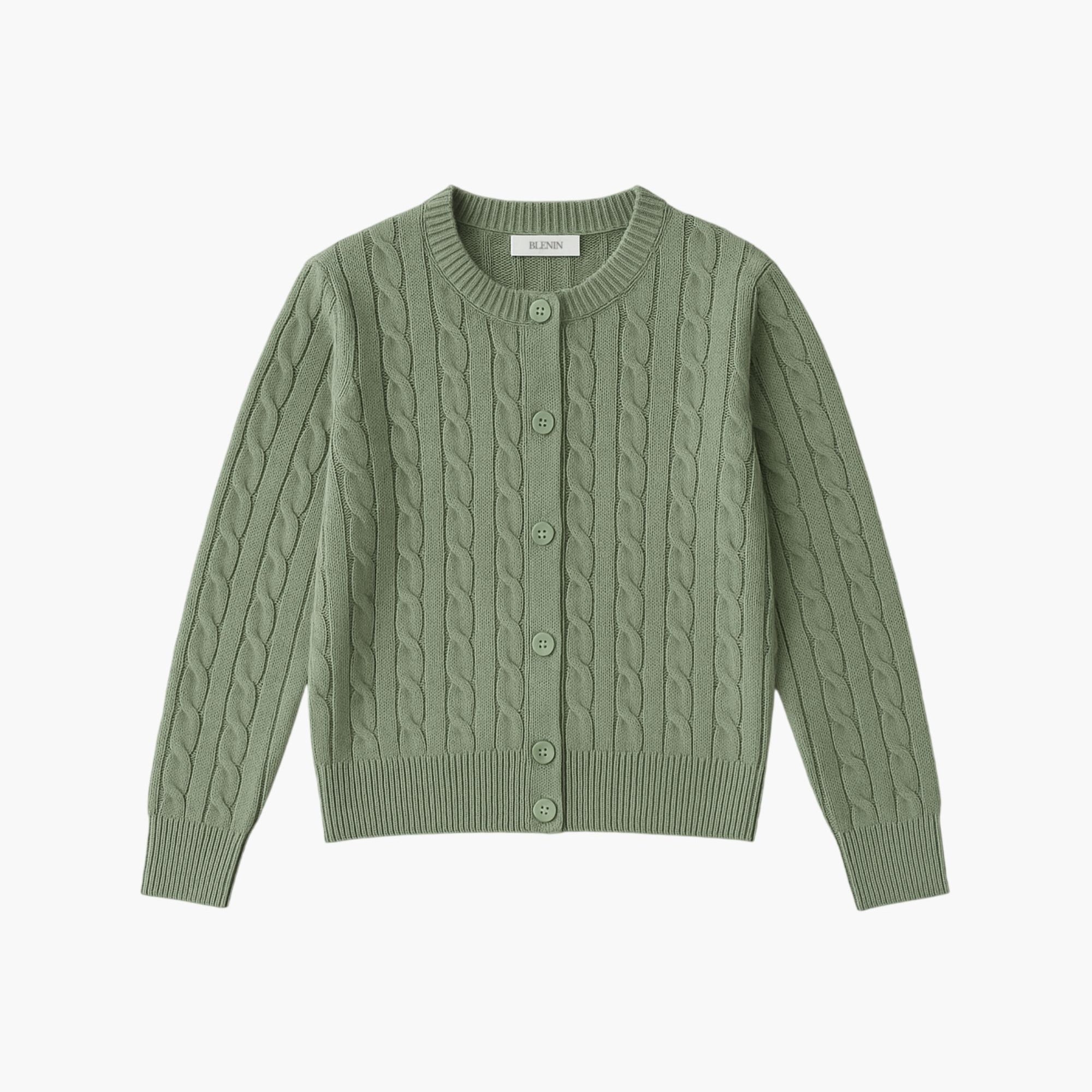 Woolen Button Long Sleeve Cable Knit Sweater