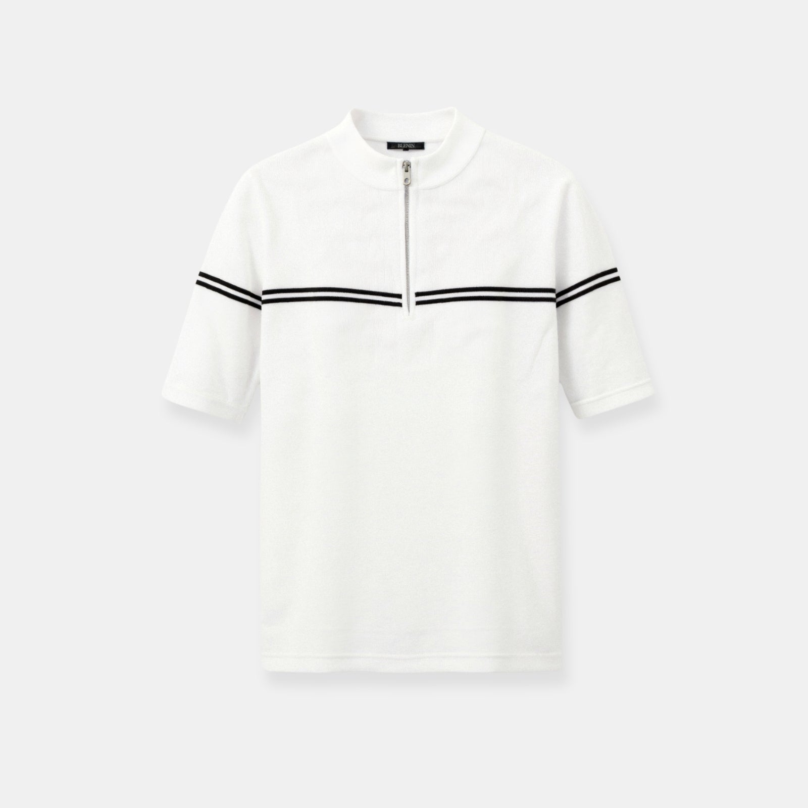 Old Money Zip Up Elegant Short Sleeve Striped T-shirt