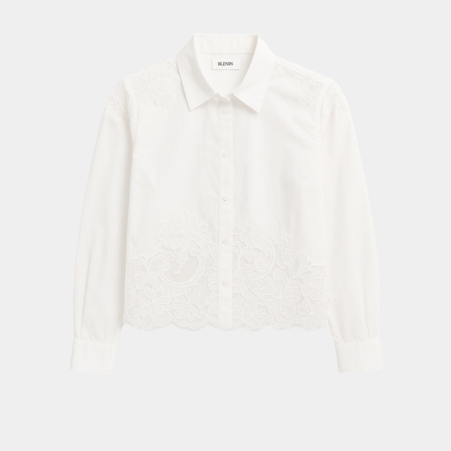 Luxurious Premium Cotton Lace Inserts Shirt