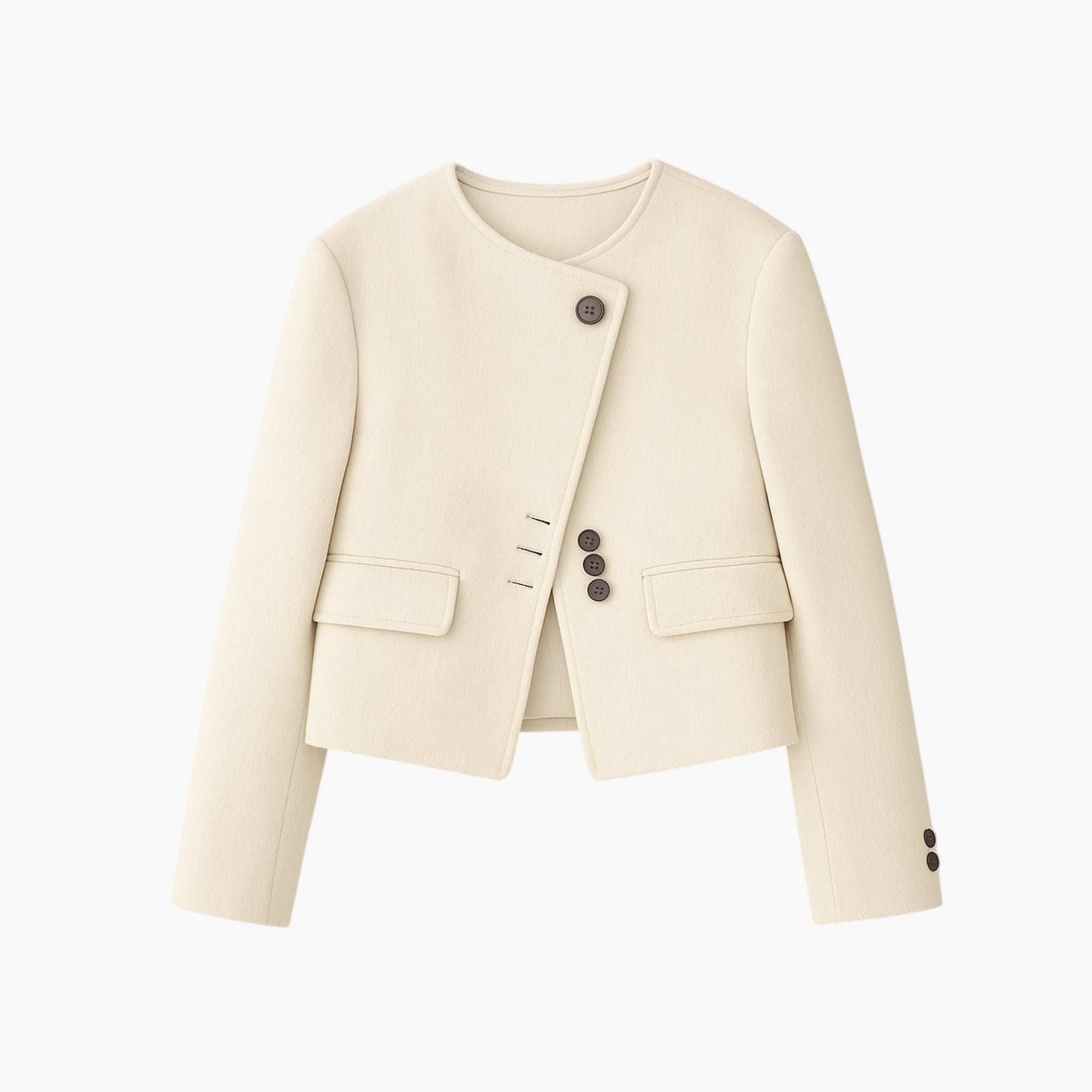 Women Delicate Cuff Decorations Woolen Coat