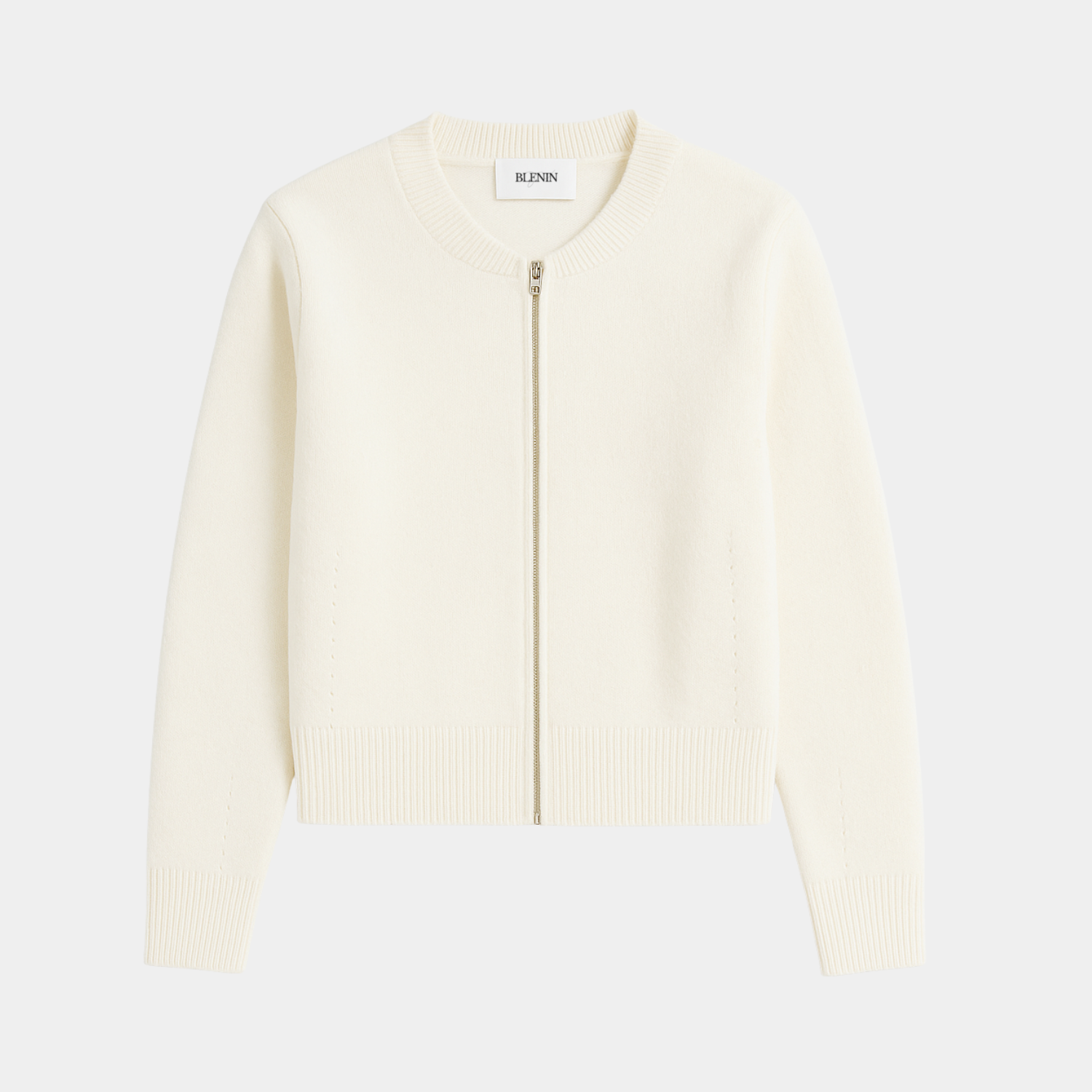 BLENIN Cotton Zipped Slim Knit Sweater