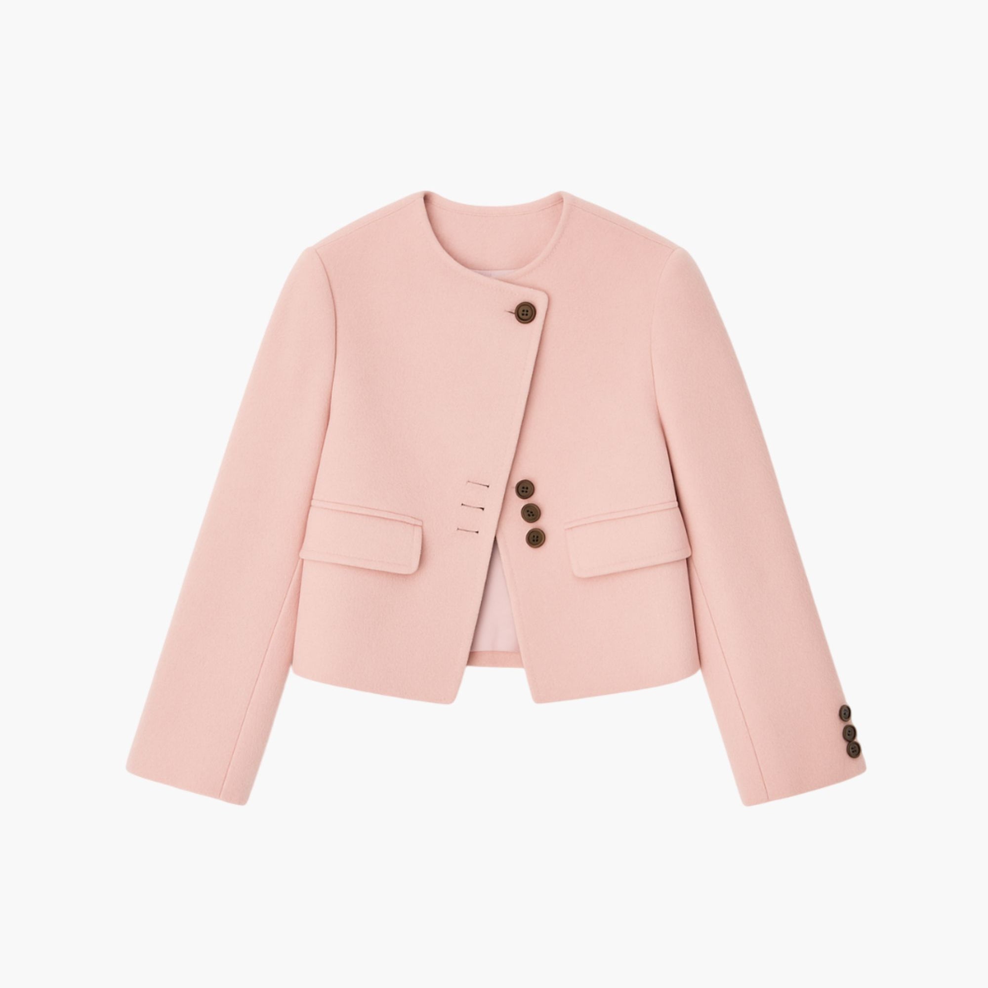 Women Delicate Cuff Decorations Woolen Coat