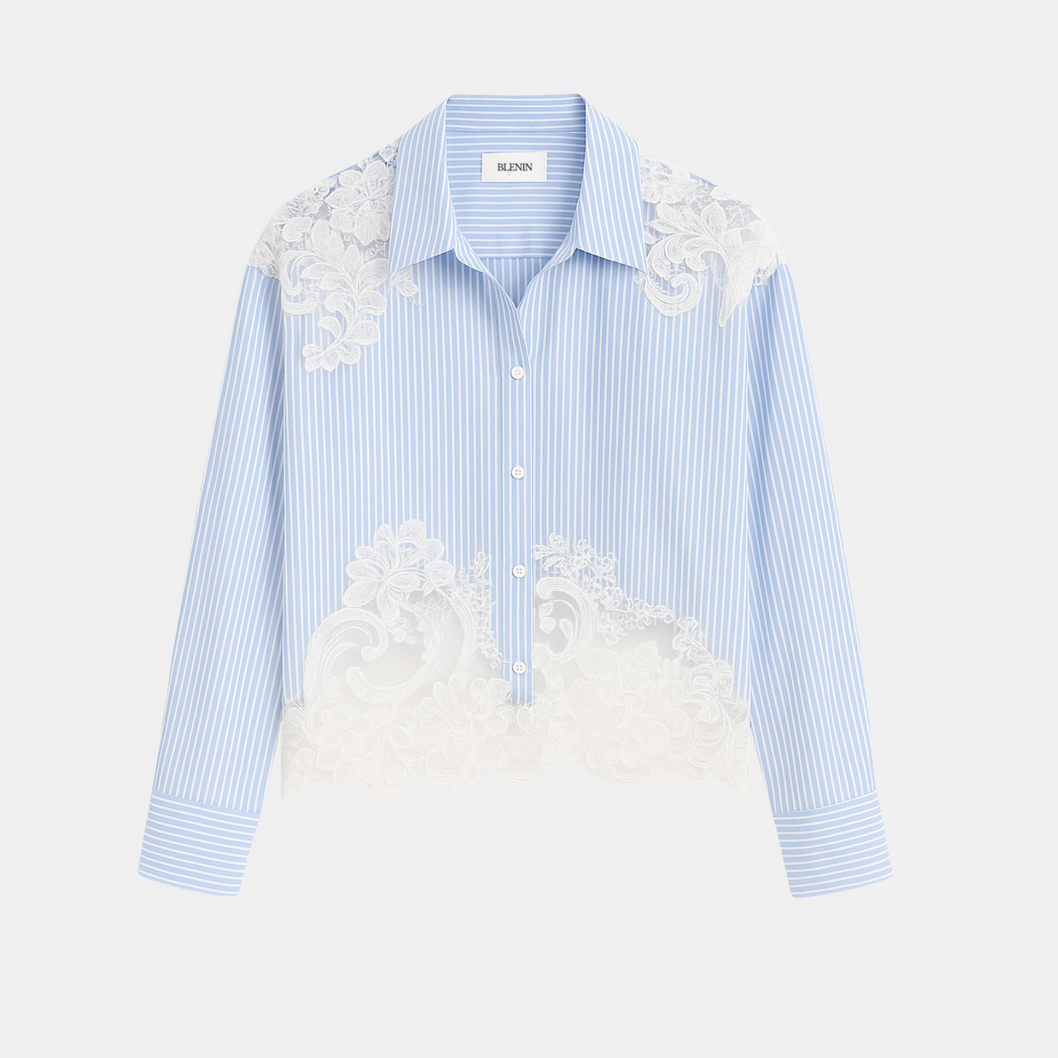 Luxurious Premium Cotton Lace Inserts Shirt