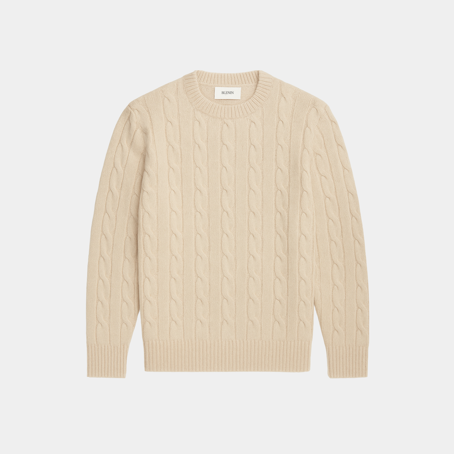 Smart Luxury Crewneck Cashmere Cable Knit Sweater