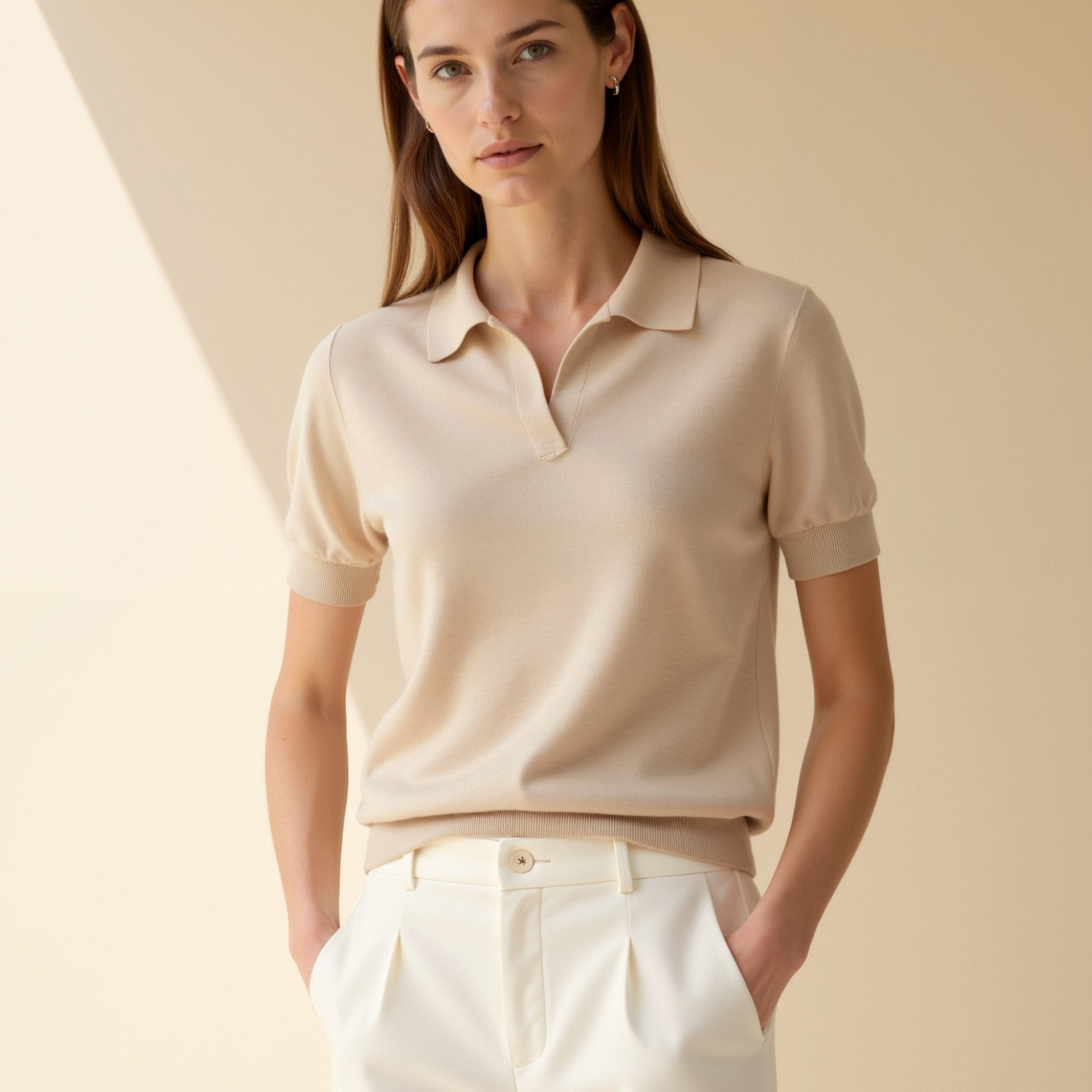 Quiet Luxury Silk and Cashmere Superfine Polo T-shirt
