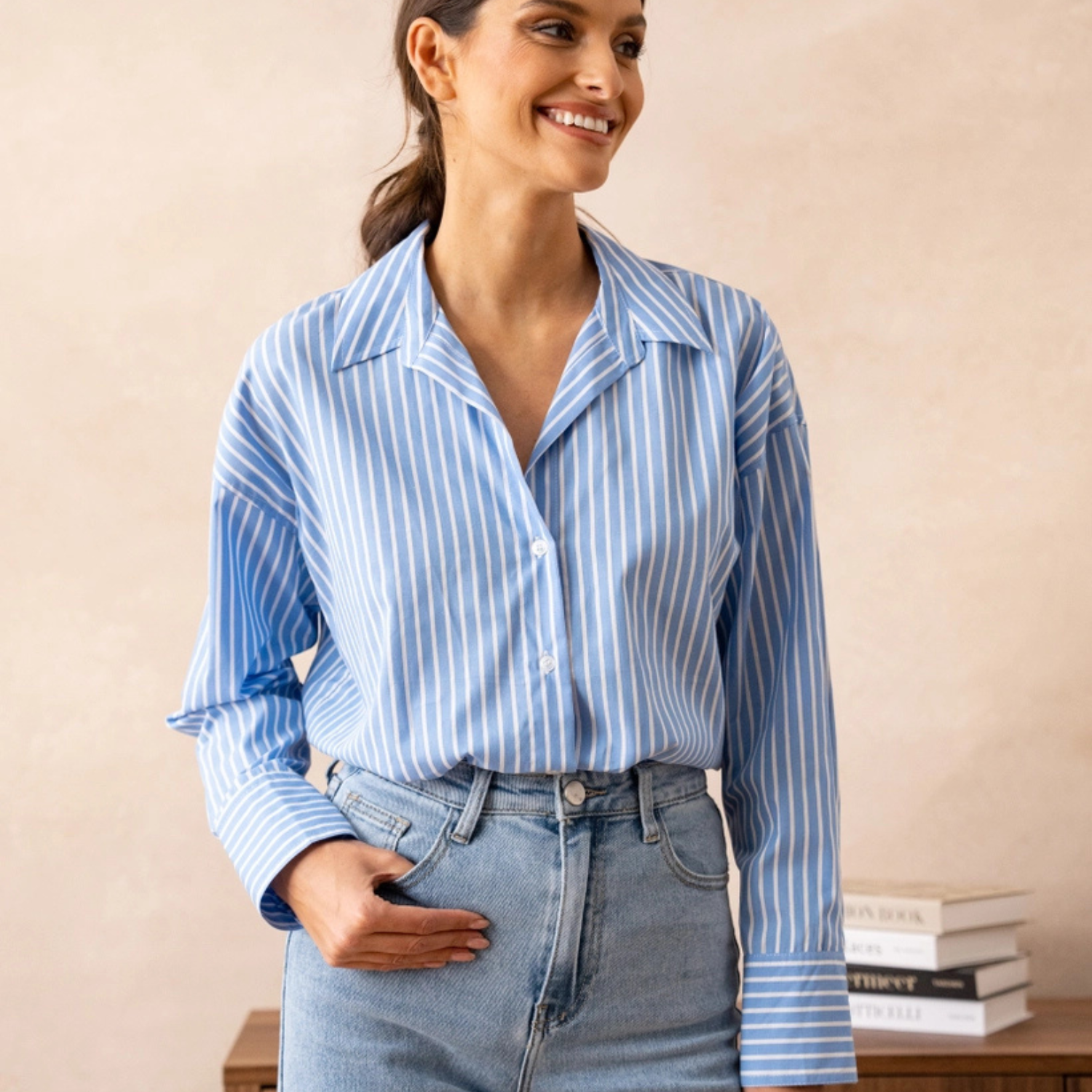 Classic 100% Cotton Notched Collar BLENIN Shirt