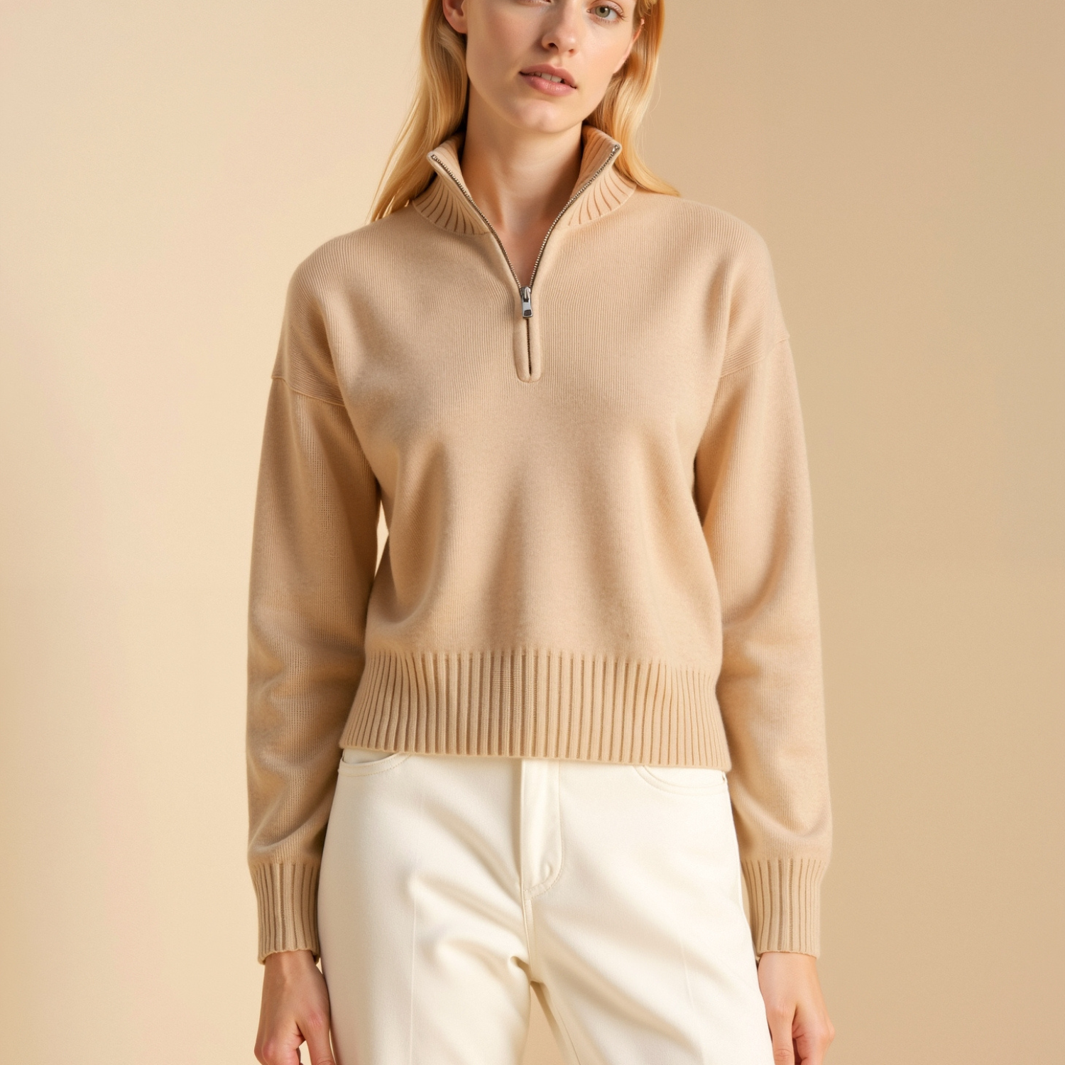 Premium Quater Zip Blenin Cashmere Sweater