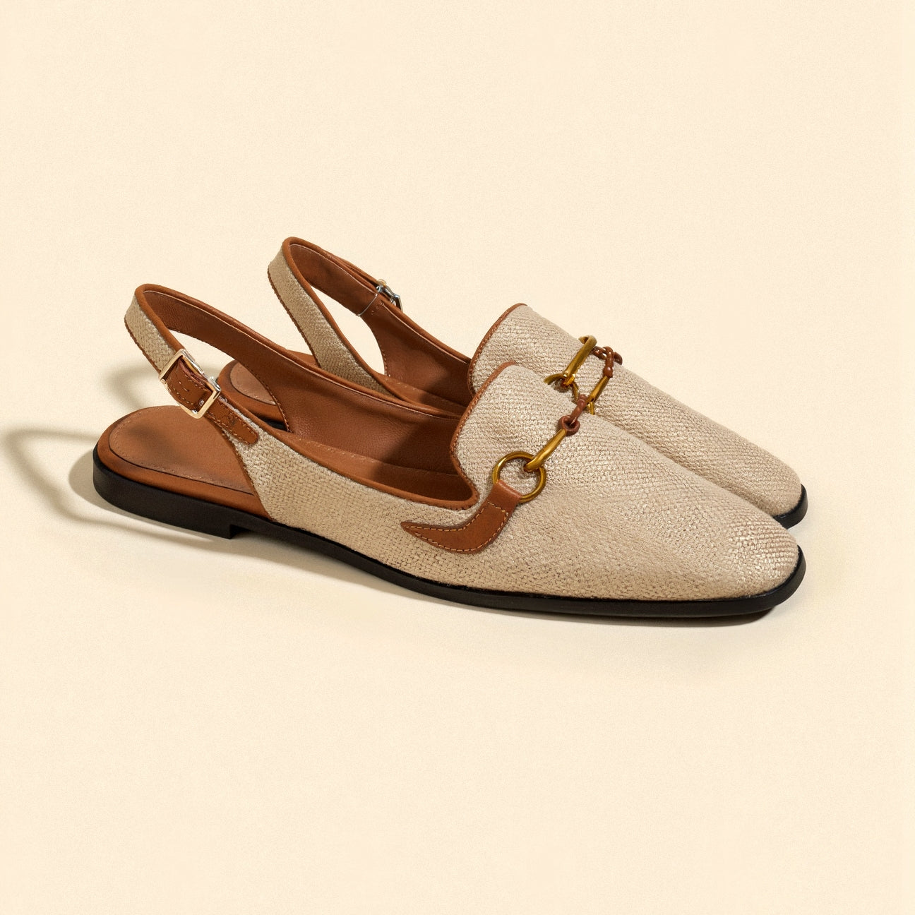 Old Money Women's Metallic Buckle Chic Decor Flat Sandals