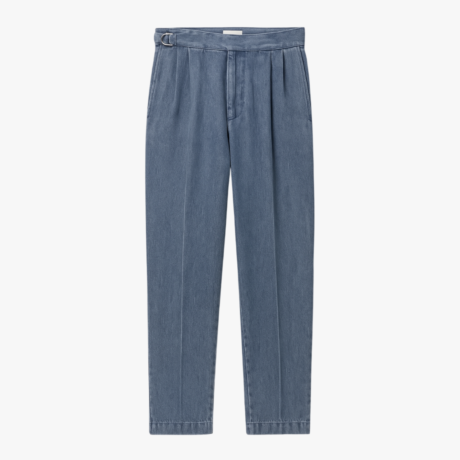 Men High-Waisted Straight Leg Faux Denim Trousers