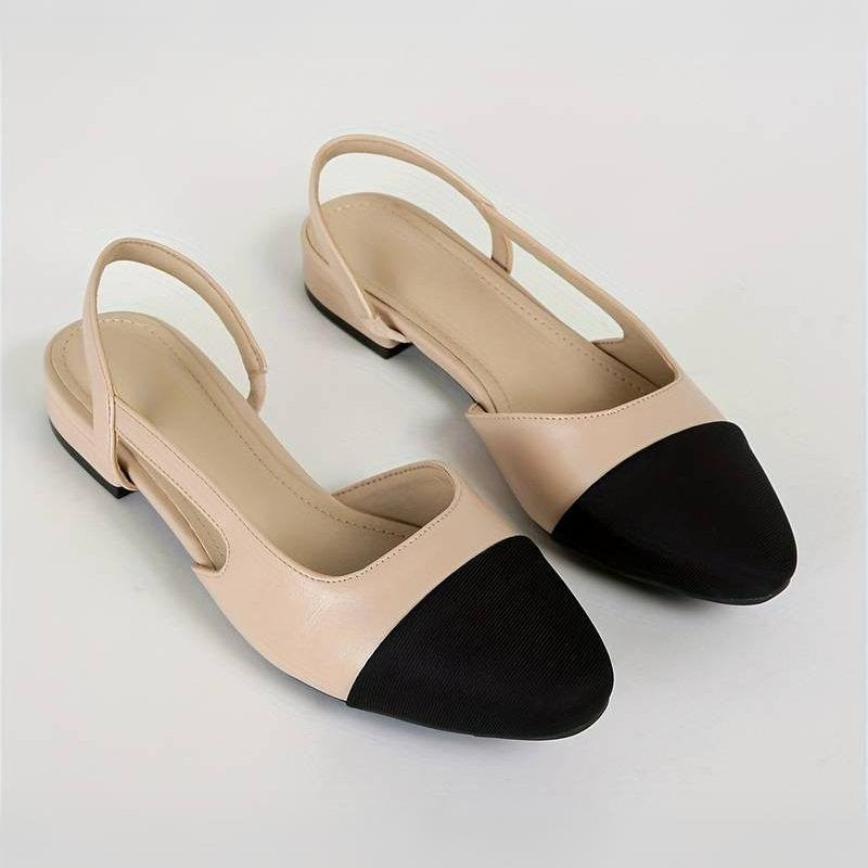 Old Money Women's Contrast Color Elegant Ankle Strap Chunky Low Heel Shoes