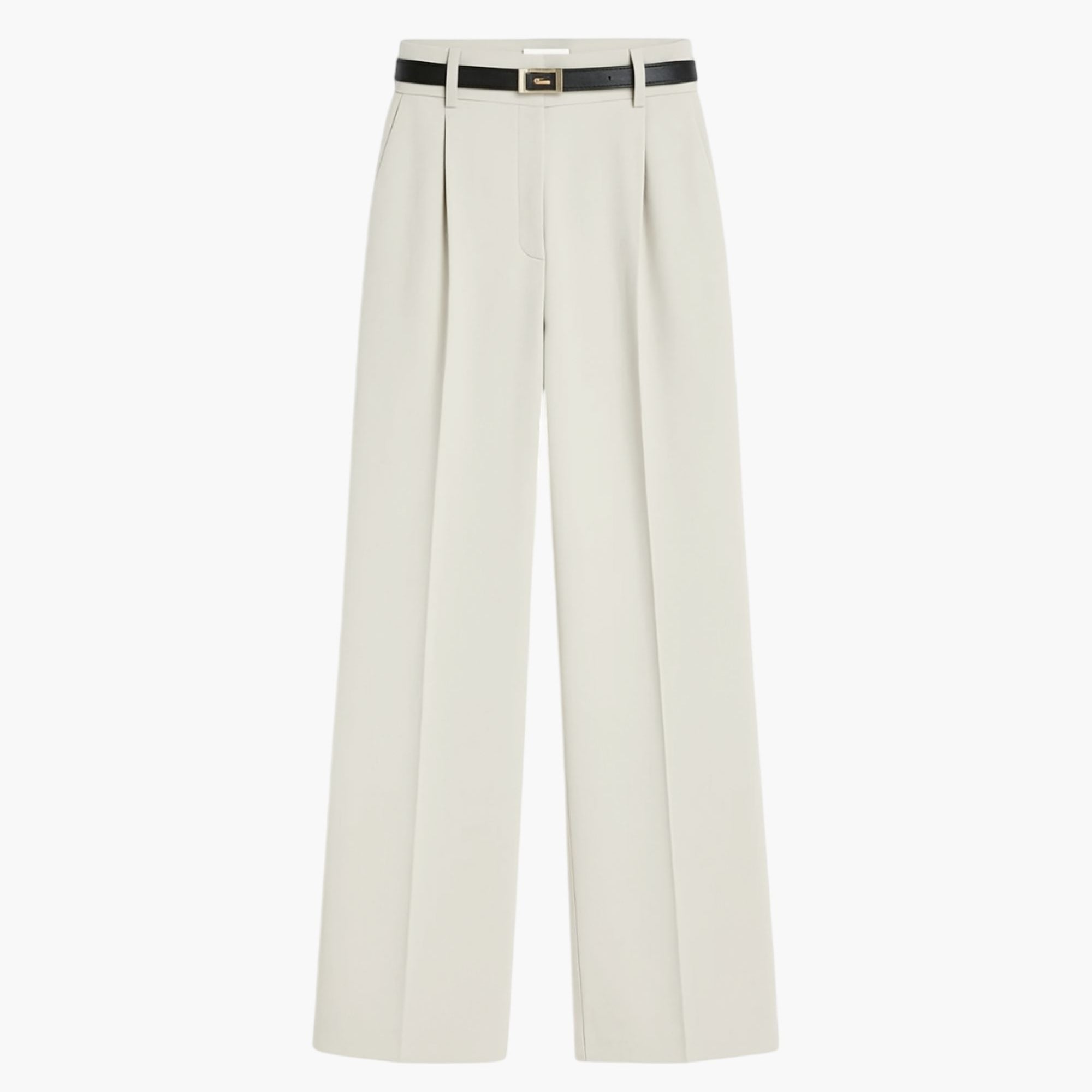 Smart Luxury Beige Wide-Leg Casual Trousers