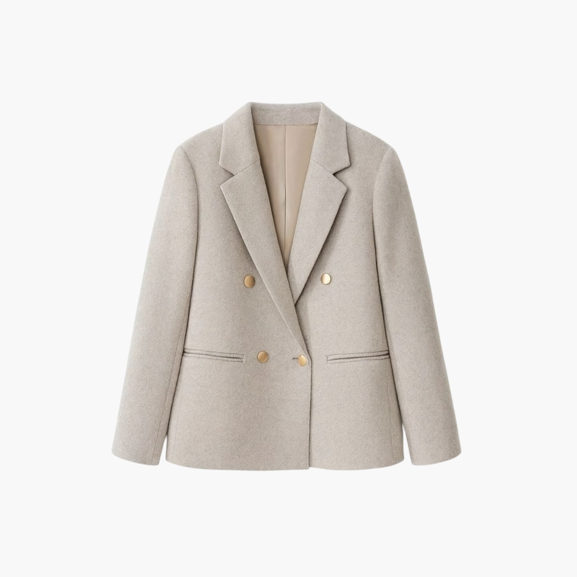 Elegant Vintage Gray Plaid Button Blazer