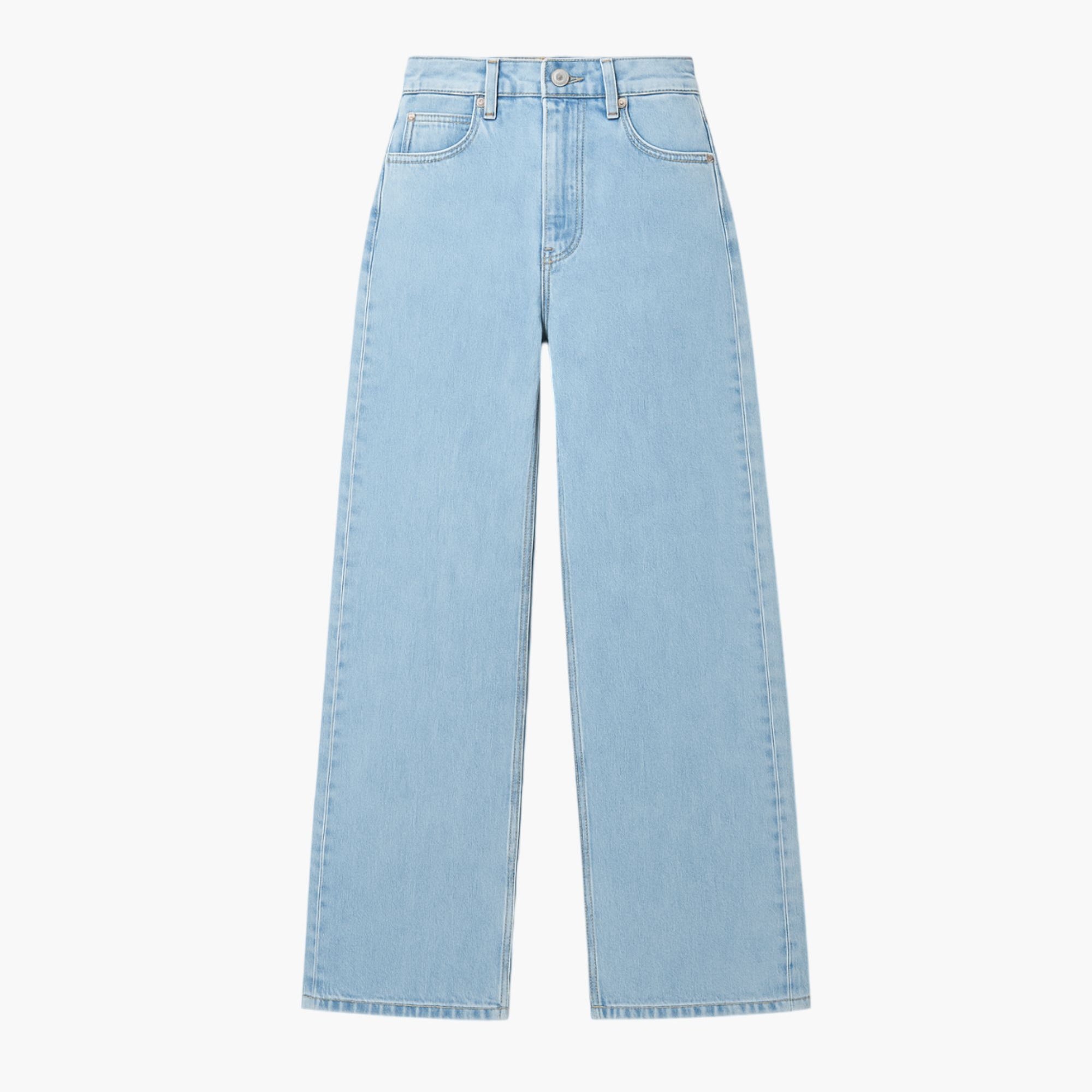 Light blue jeans on a white background