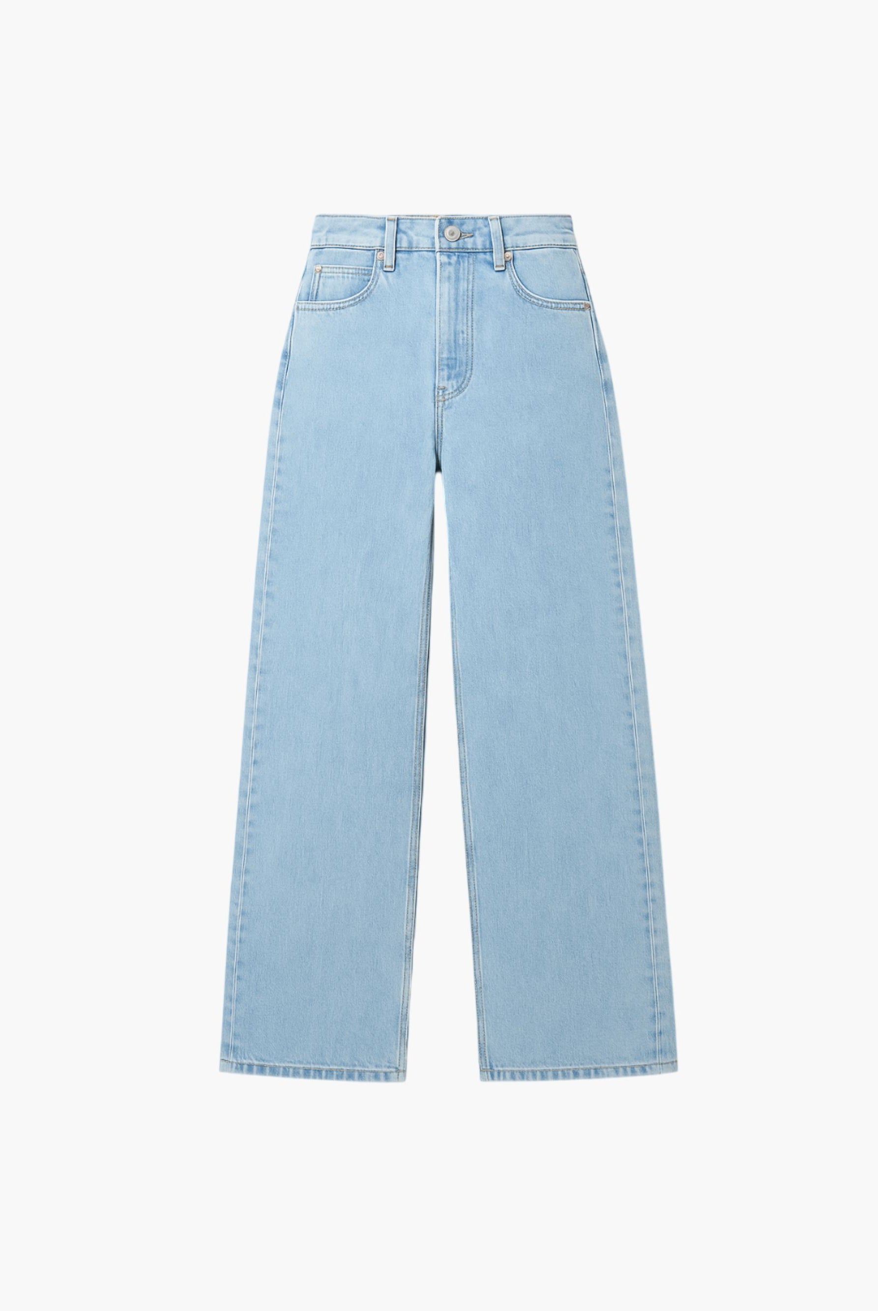 Light blue jeans on a white background