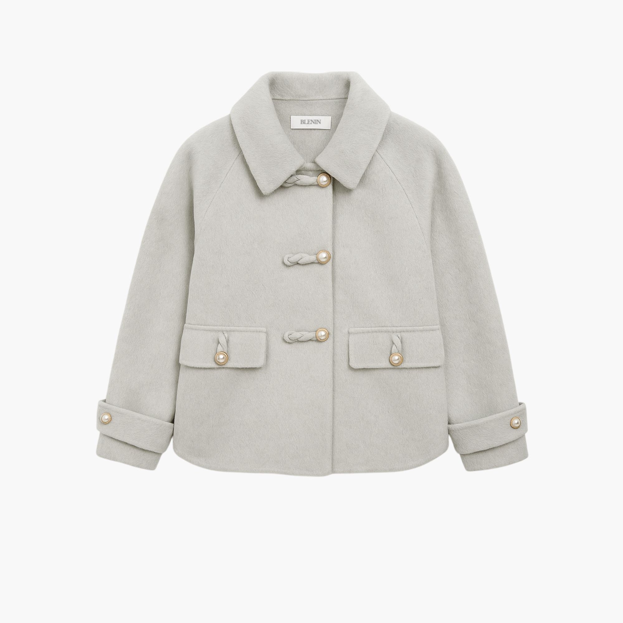 Short Wool Blend Insulated Collar Jacket