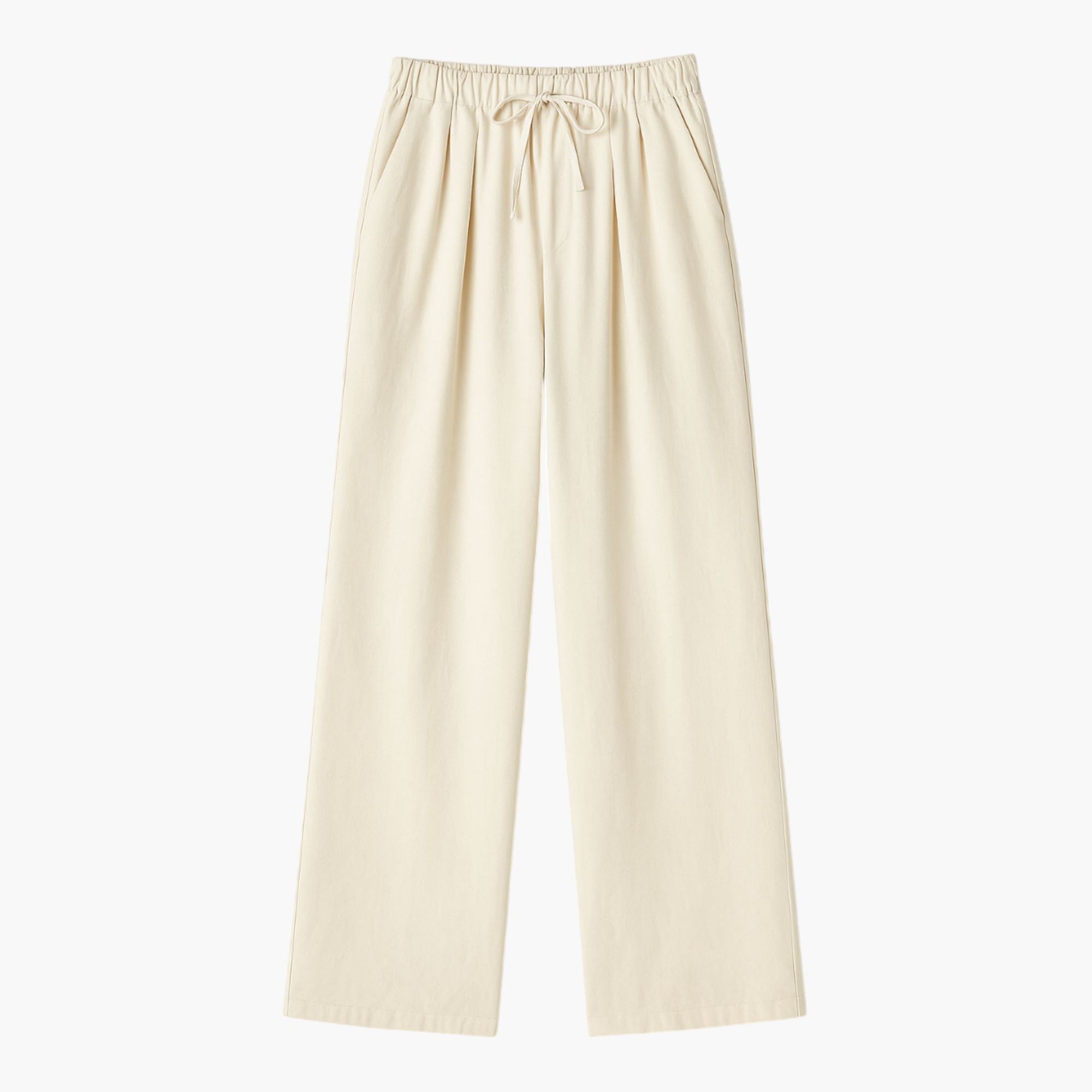 Solid Color Loose Elastic Waistband Pants