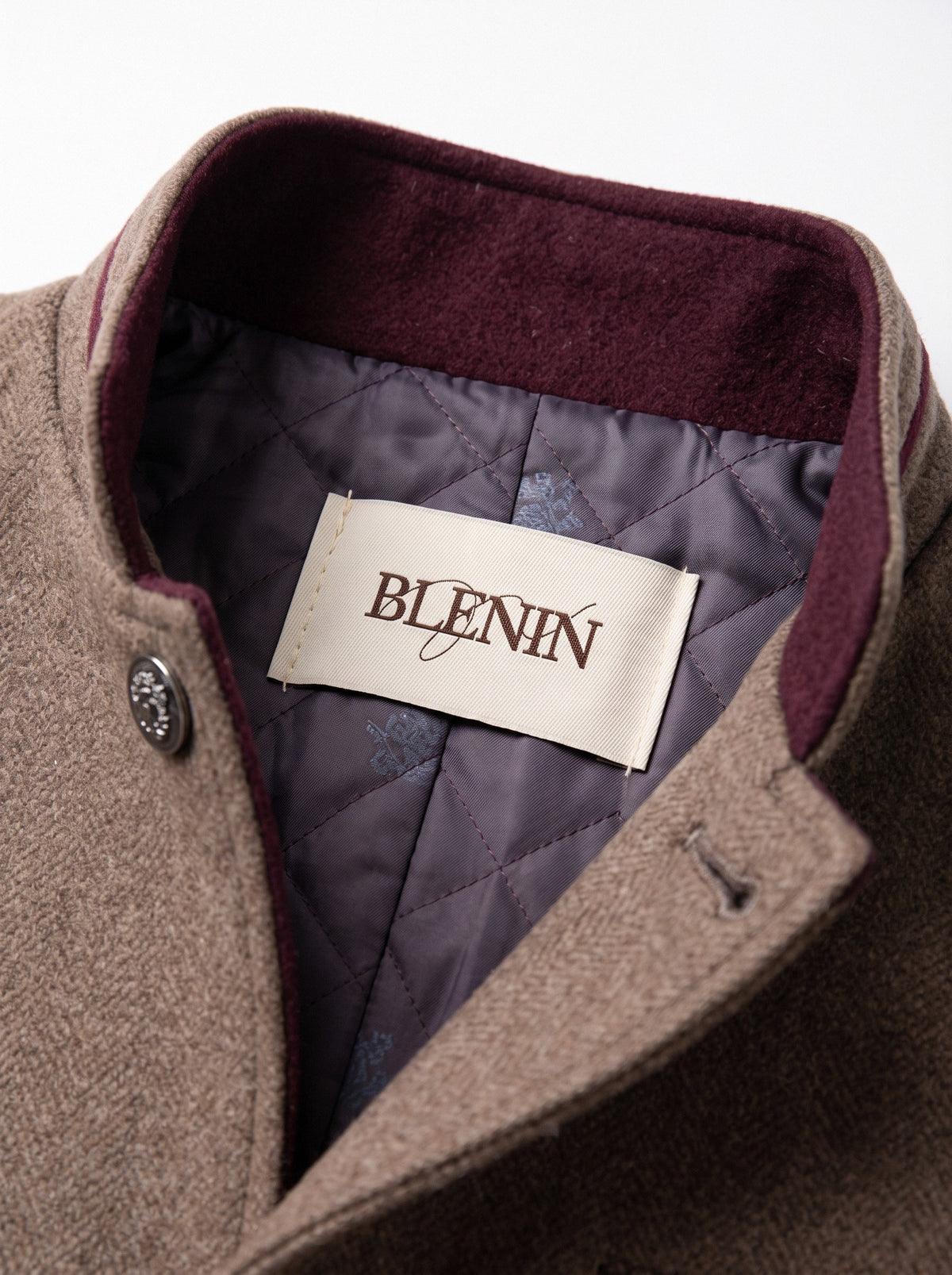 BLENIN mandarin collar wool blend jacket, woven BLENIN label