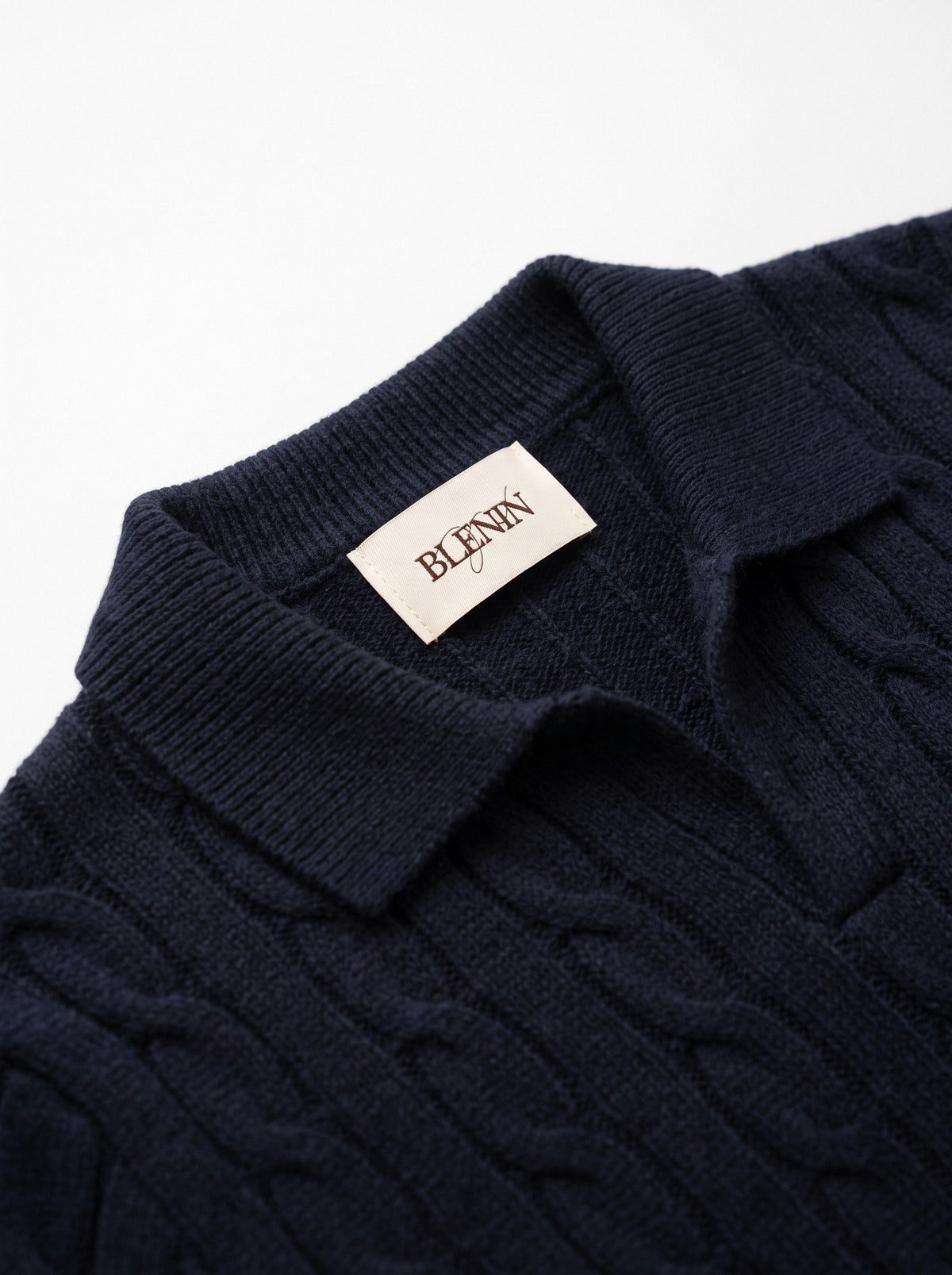 Men's cashmere knitted polo shirt in navy, BLENIN label