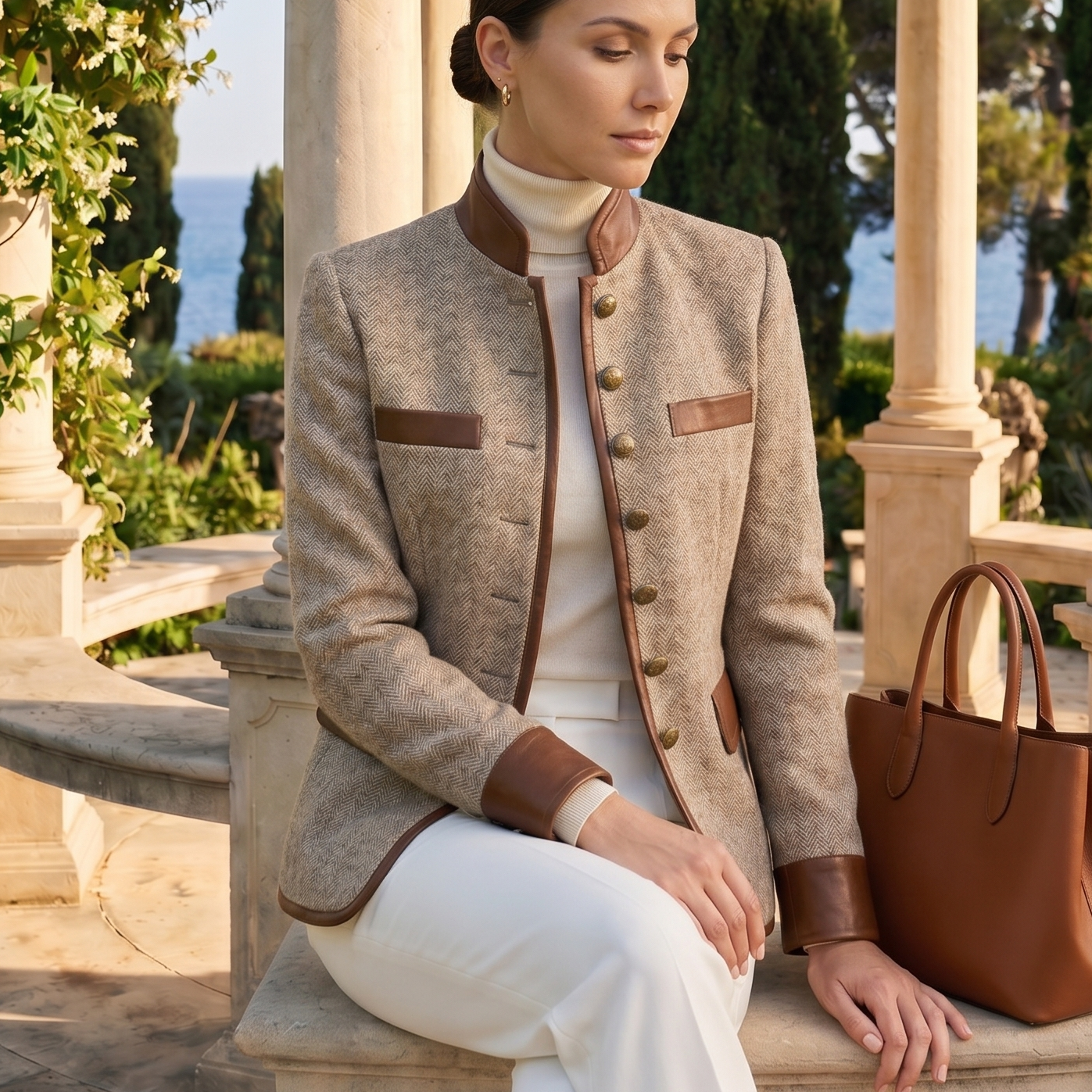 Smart Luxury Buttoned Collar Elegant Jacket