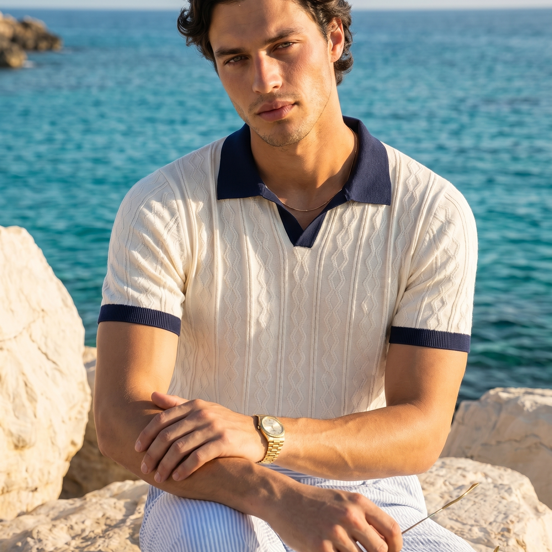 Old Money Diamond Knit Polo