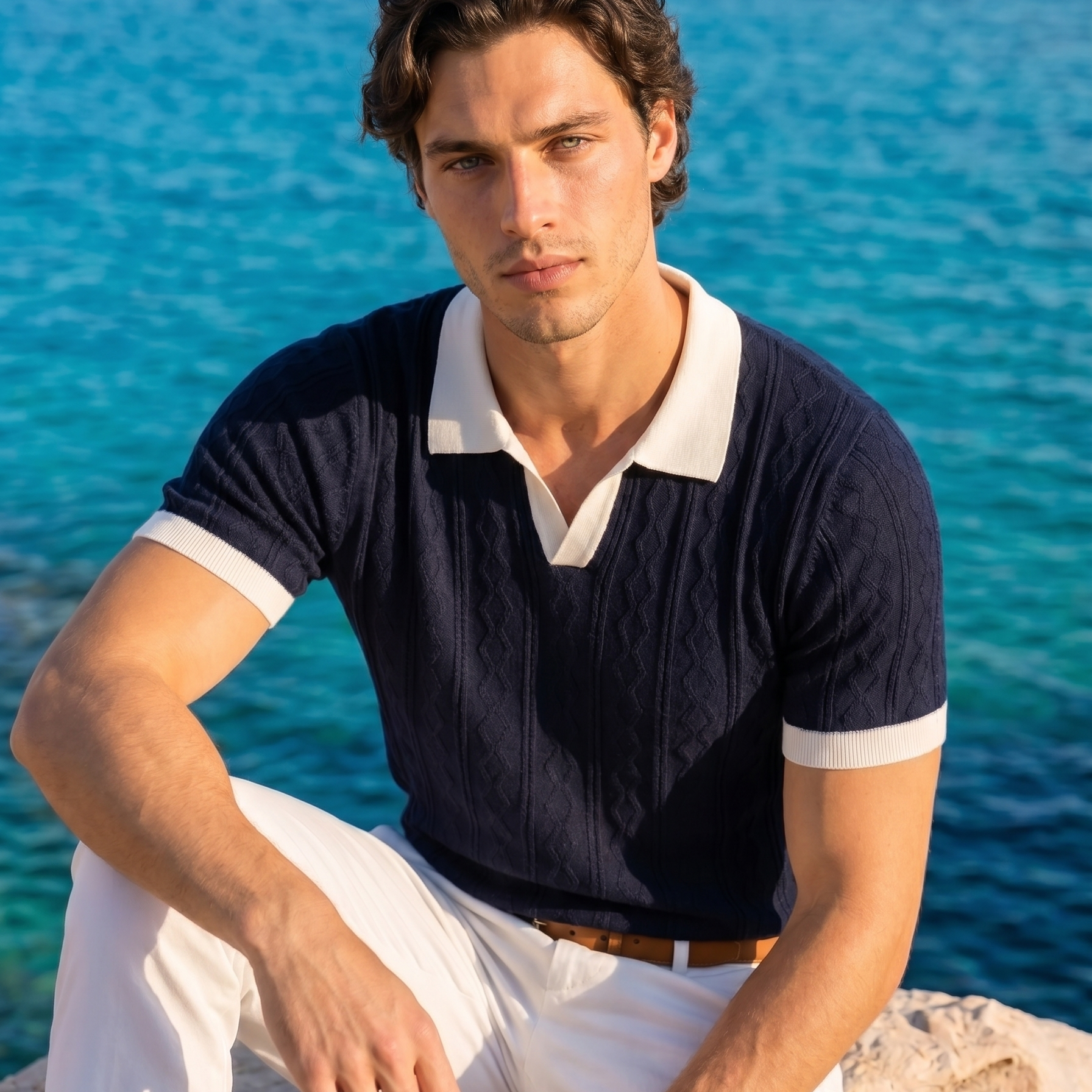 Old Money Diamond Knit Polo