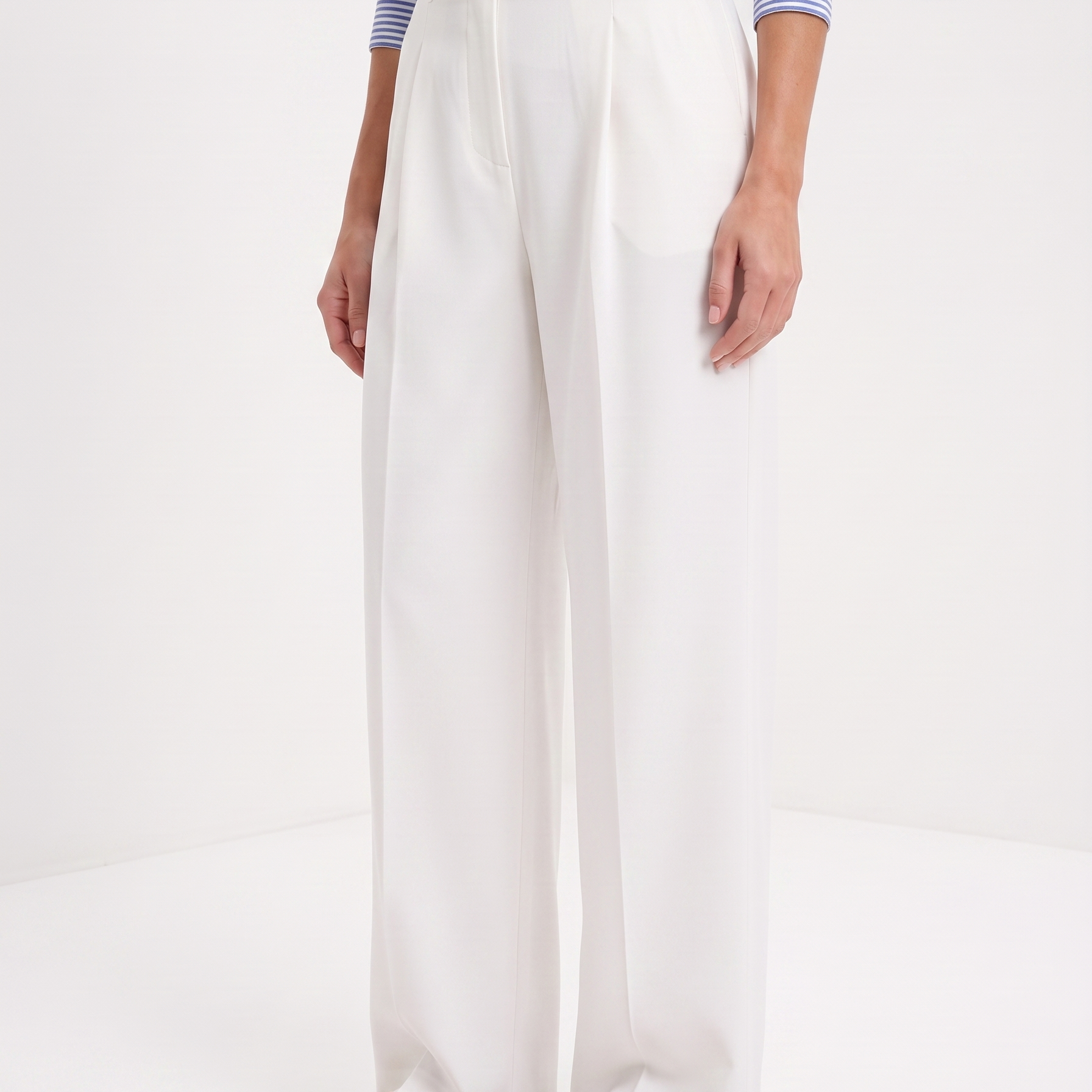 Smart Luxury Beige Wide-Leg Casual Trousers