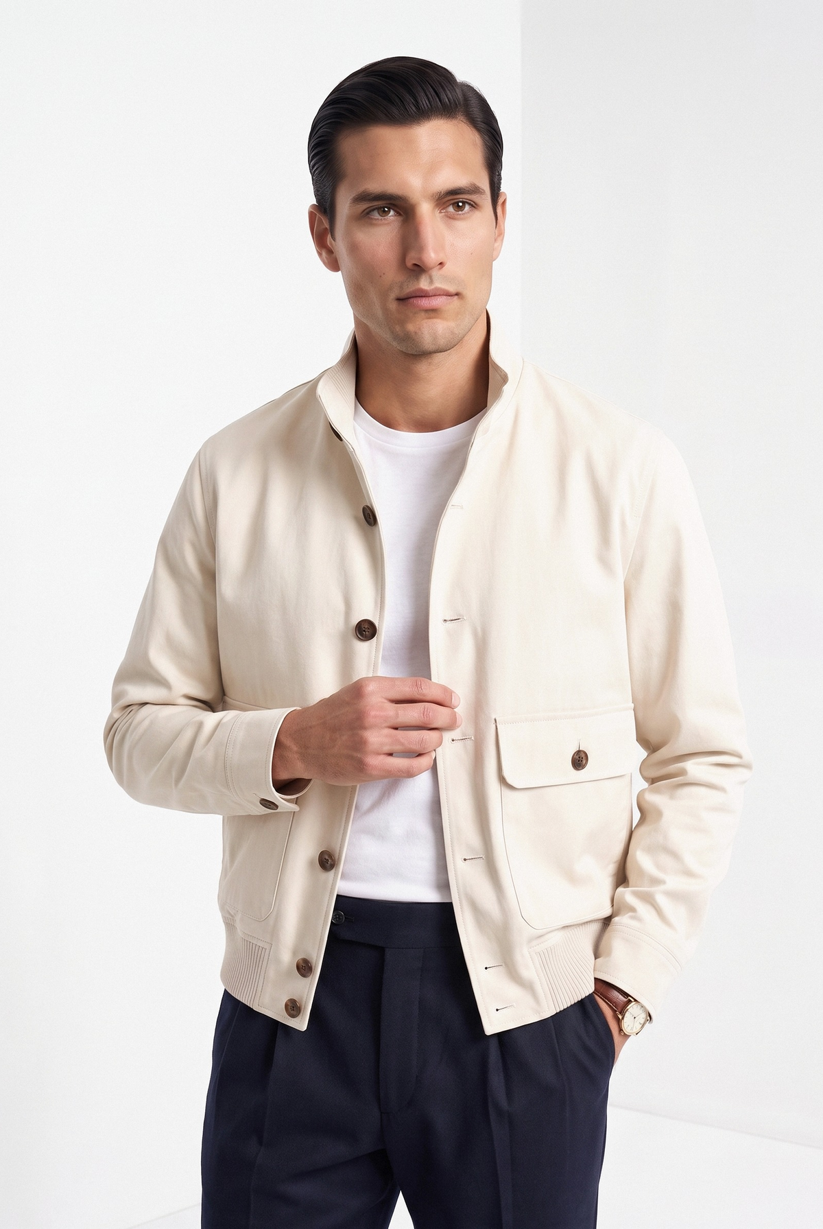 Men's button up jacket in beige