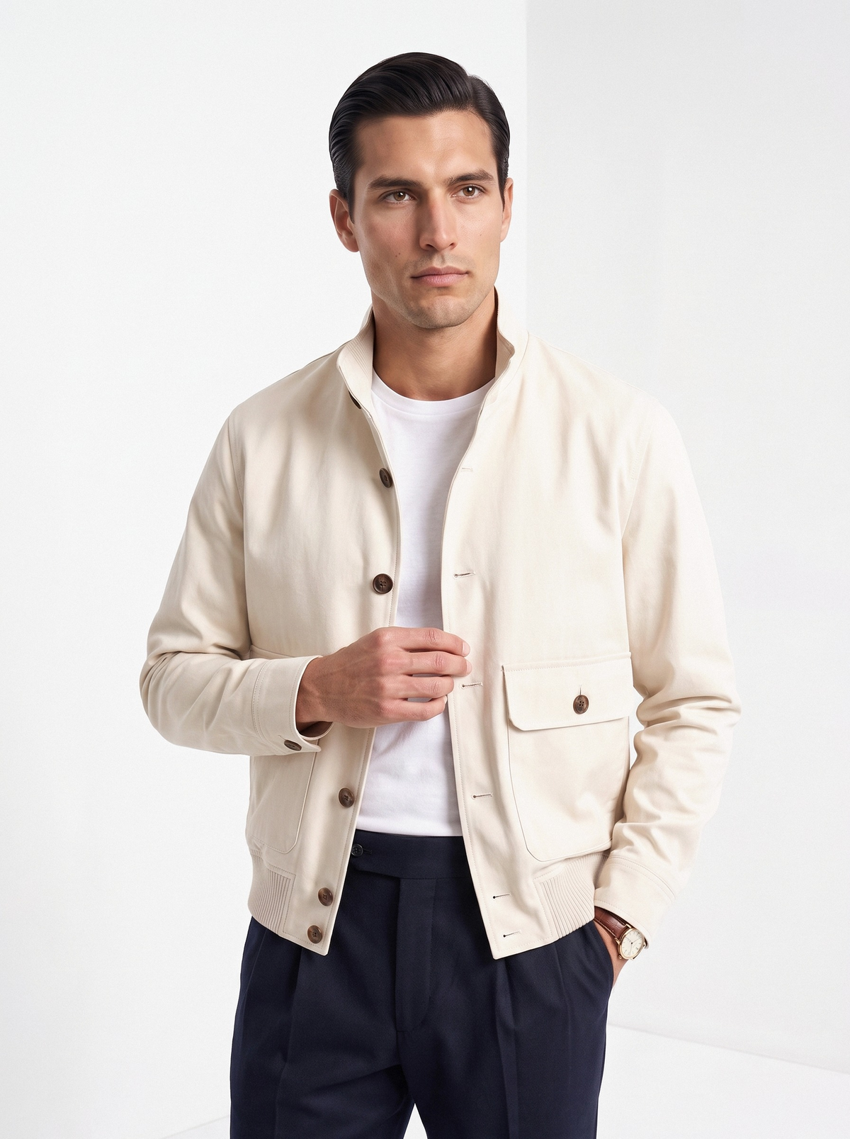 Men's button up jacket in beige