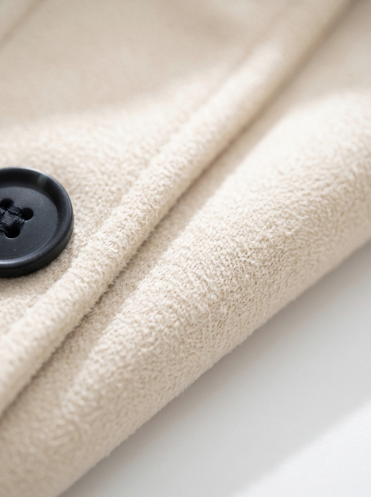 BLENIN men's suede-look trucker jacket in cream, fabric close-up