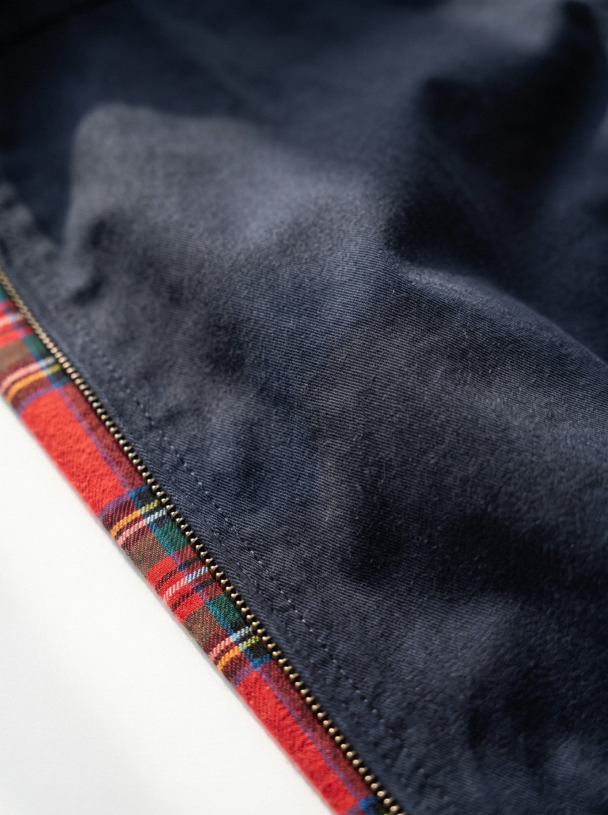 BLENIN men's harrington jacket in navy, fabric close-up