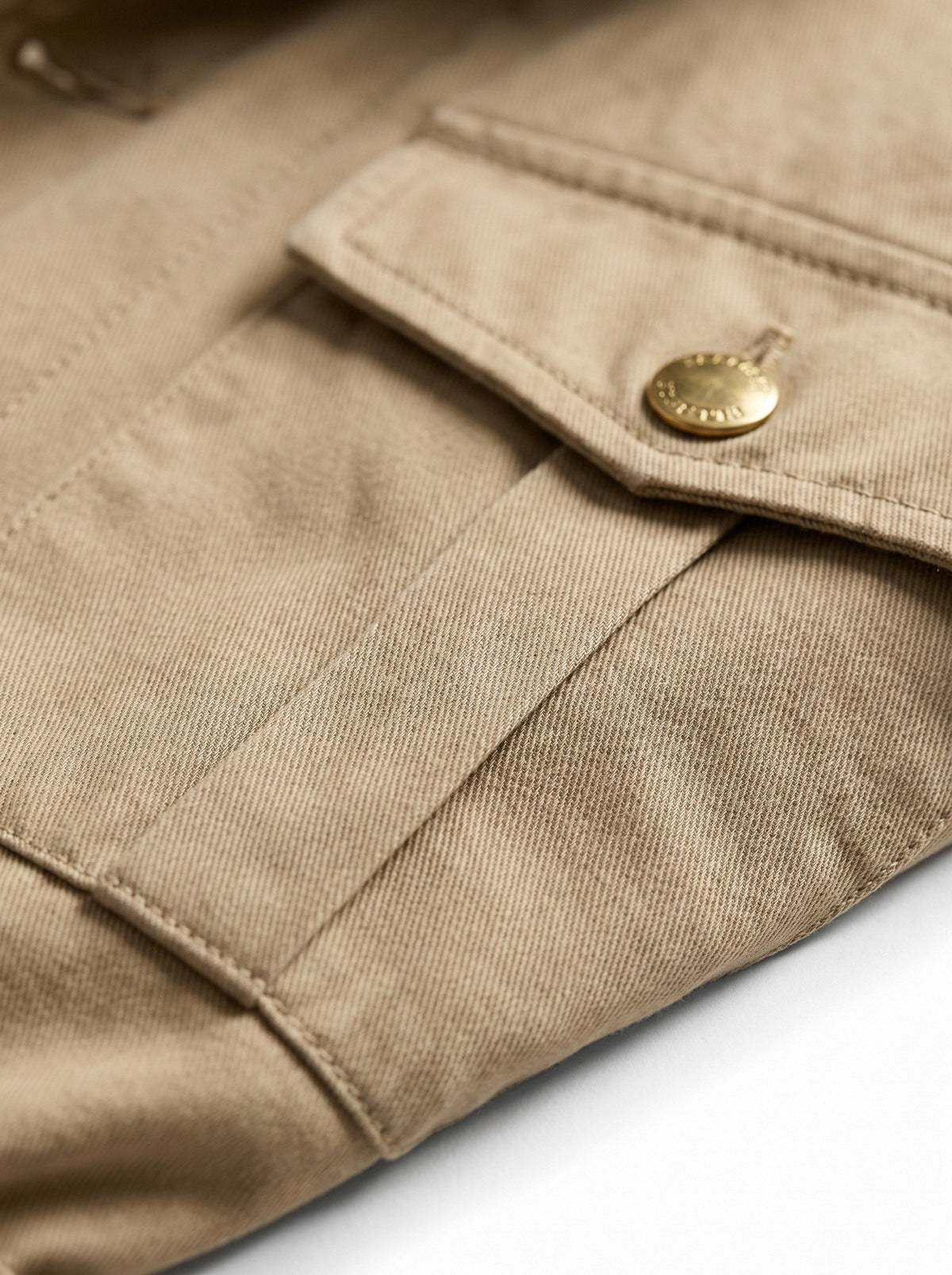 BLENIN men's twill field jacket in khaki, fabric close-up