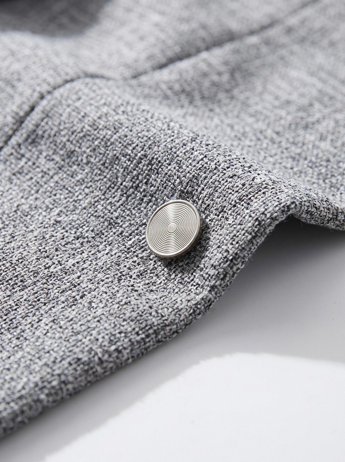 BLENIN men's stand collar tweed-look jacket in grey, fabric close-up