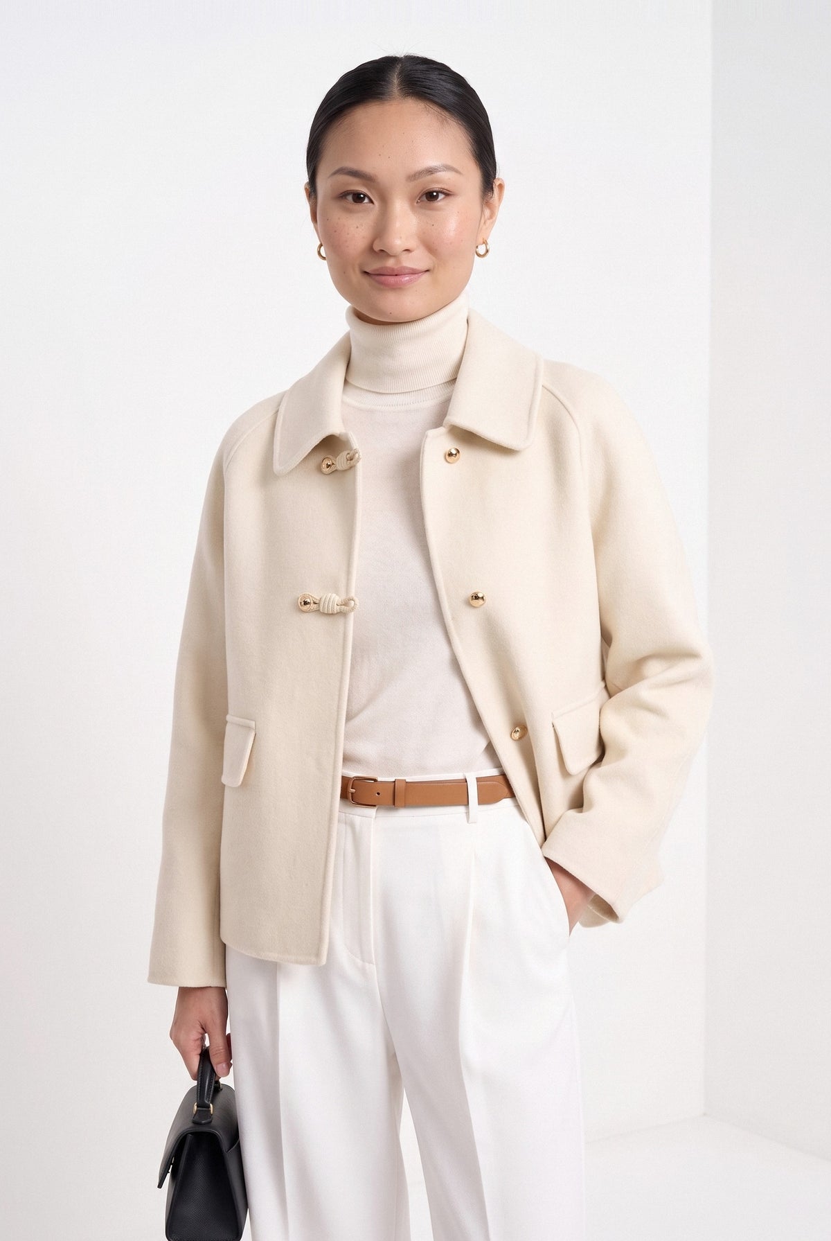 BLENIN short collared jacket in cream, front portrait