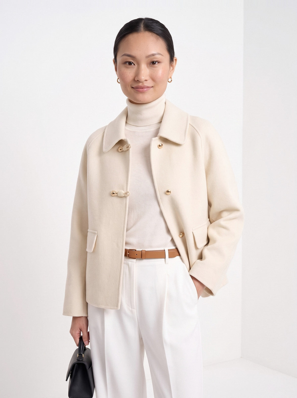 BLENIN short collared jacket in cream, front portrait