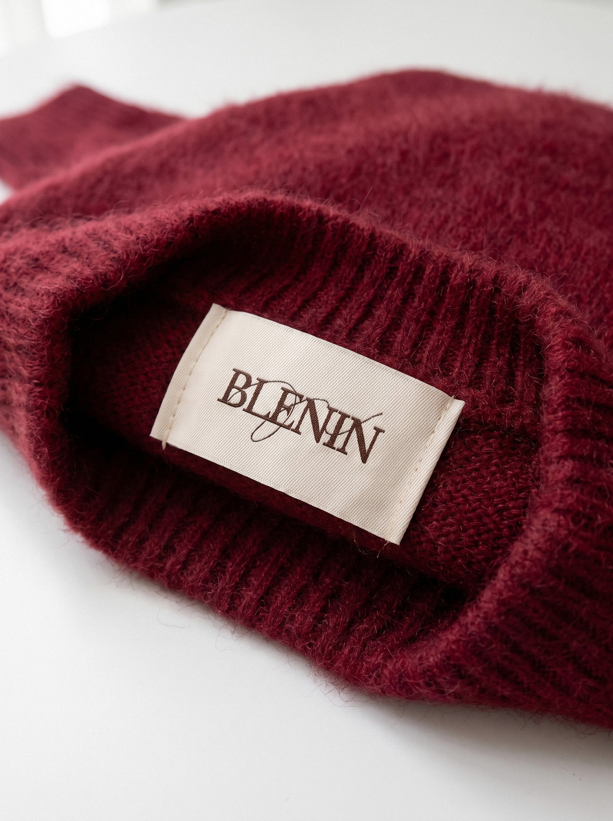 BLENIN brushed knit sweater, woven BLENIN neck label