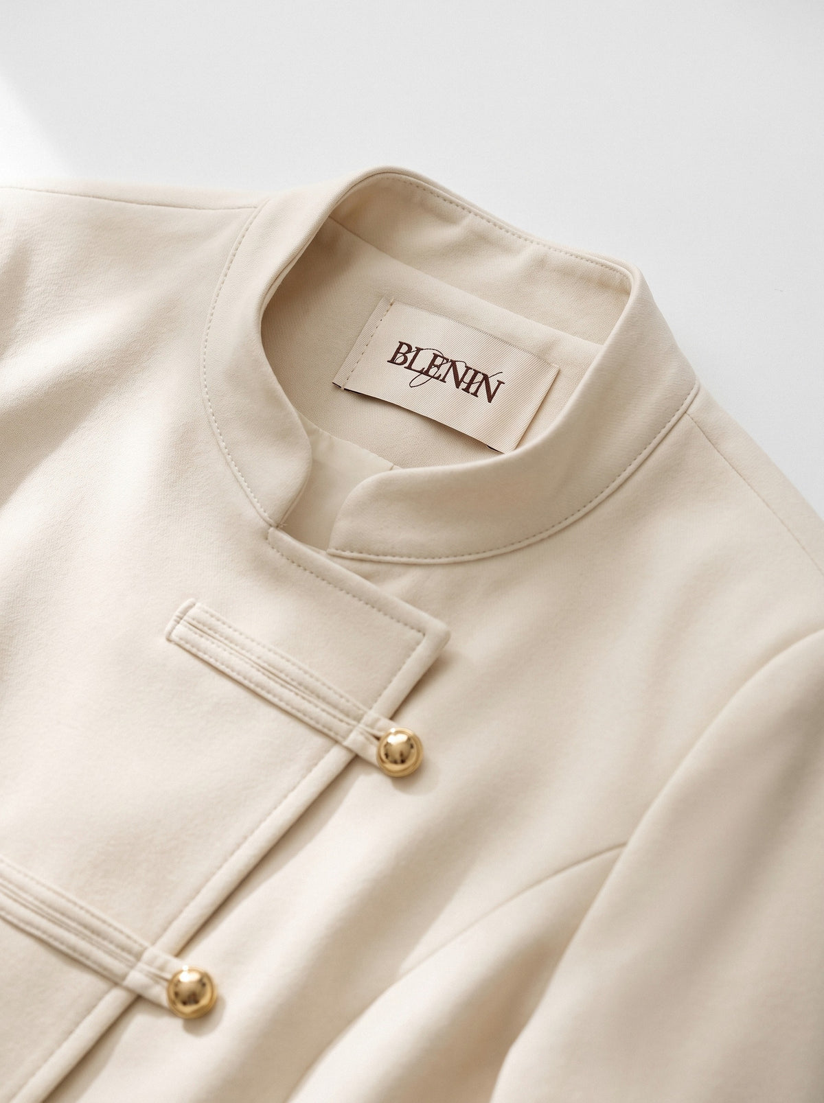BLENIN stand collar fitted jacket, woven BLENIN label