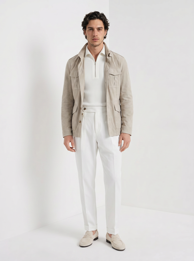 Men's high waisted trousers in white