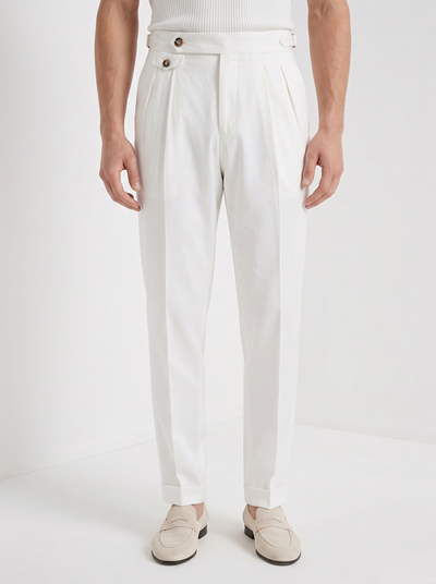 Men's high waisted trousers in white