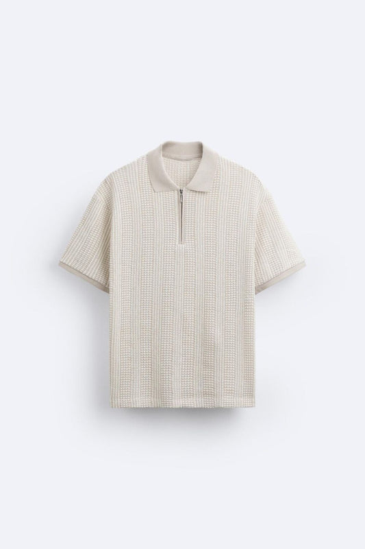 Old Money Unique Structured Half-Zip Polo T-Shirt