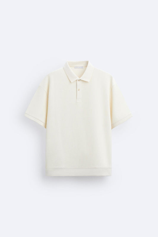 Old Money Textured Button Polo T-Shirt